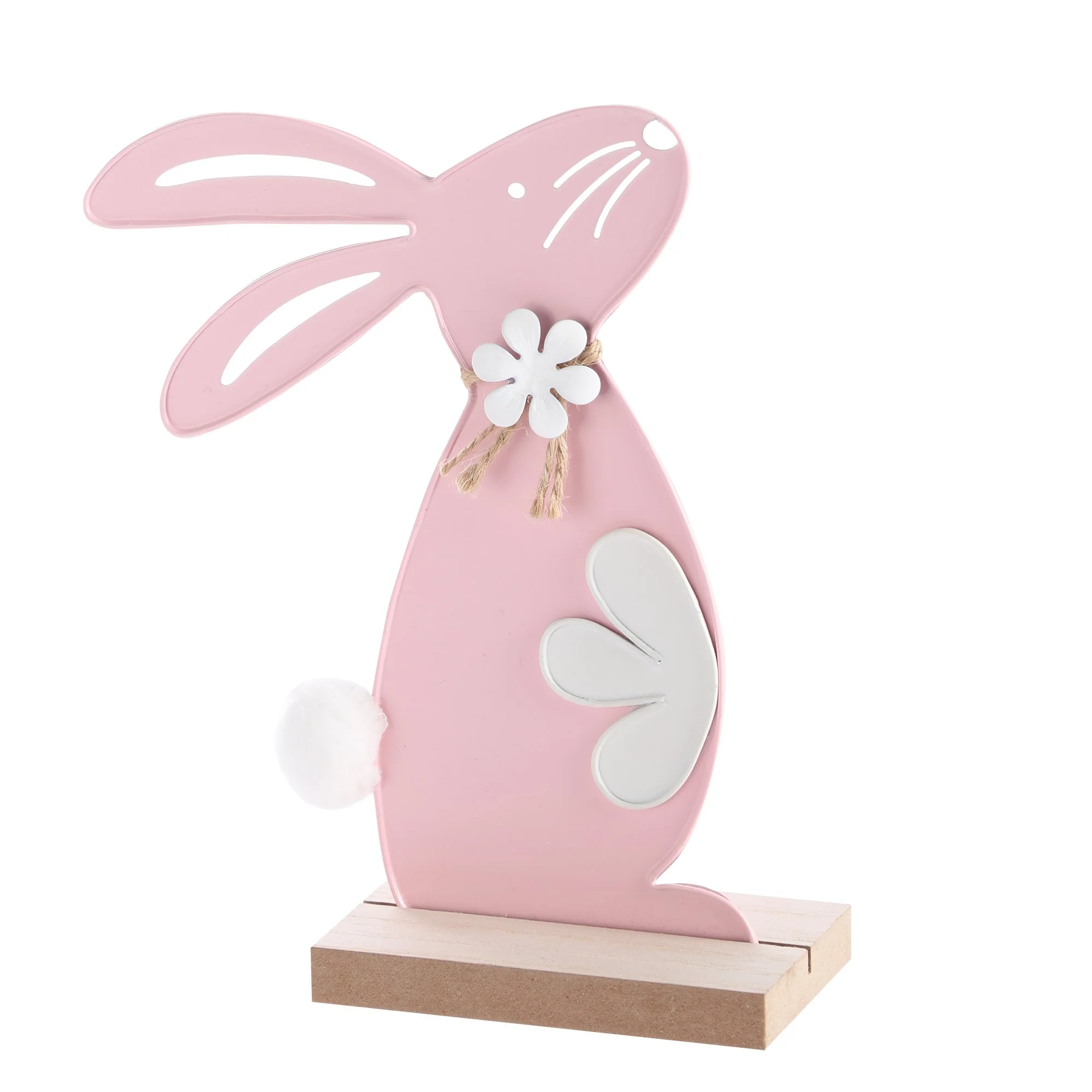 Déco lapin en métal avec socle