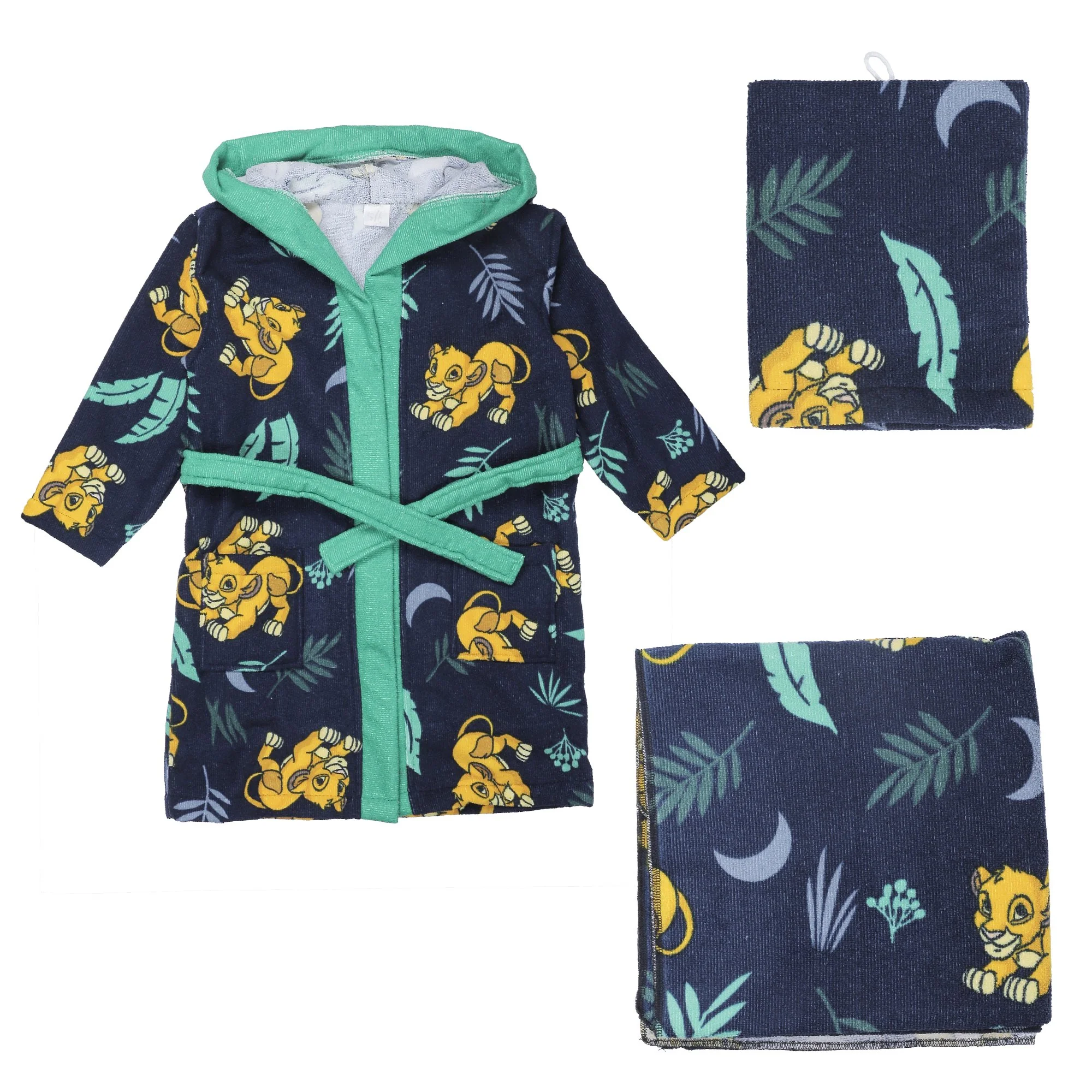 Ensemble de bain peignoir + serviette + gant  - Vert - Image 5
