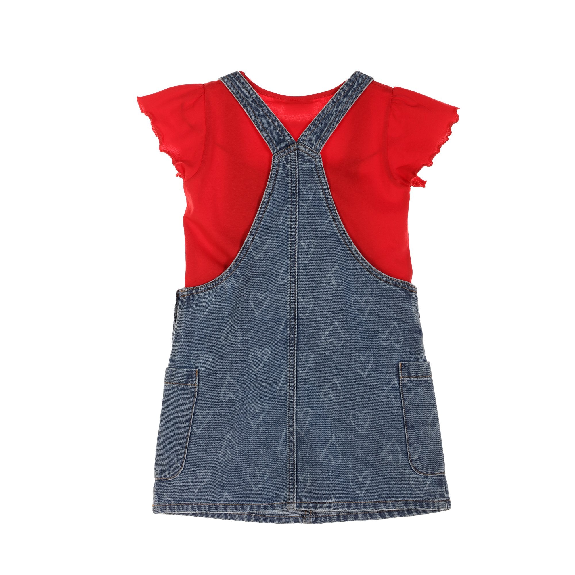 Ensemble robe en jean et tee shirt manche courte - Bleu - Image 2