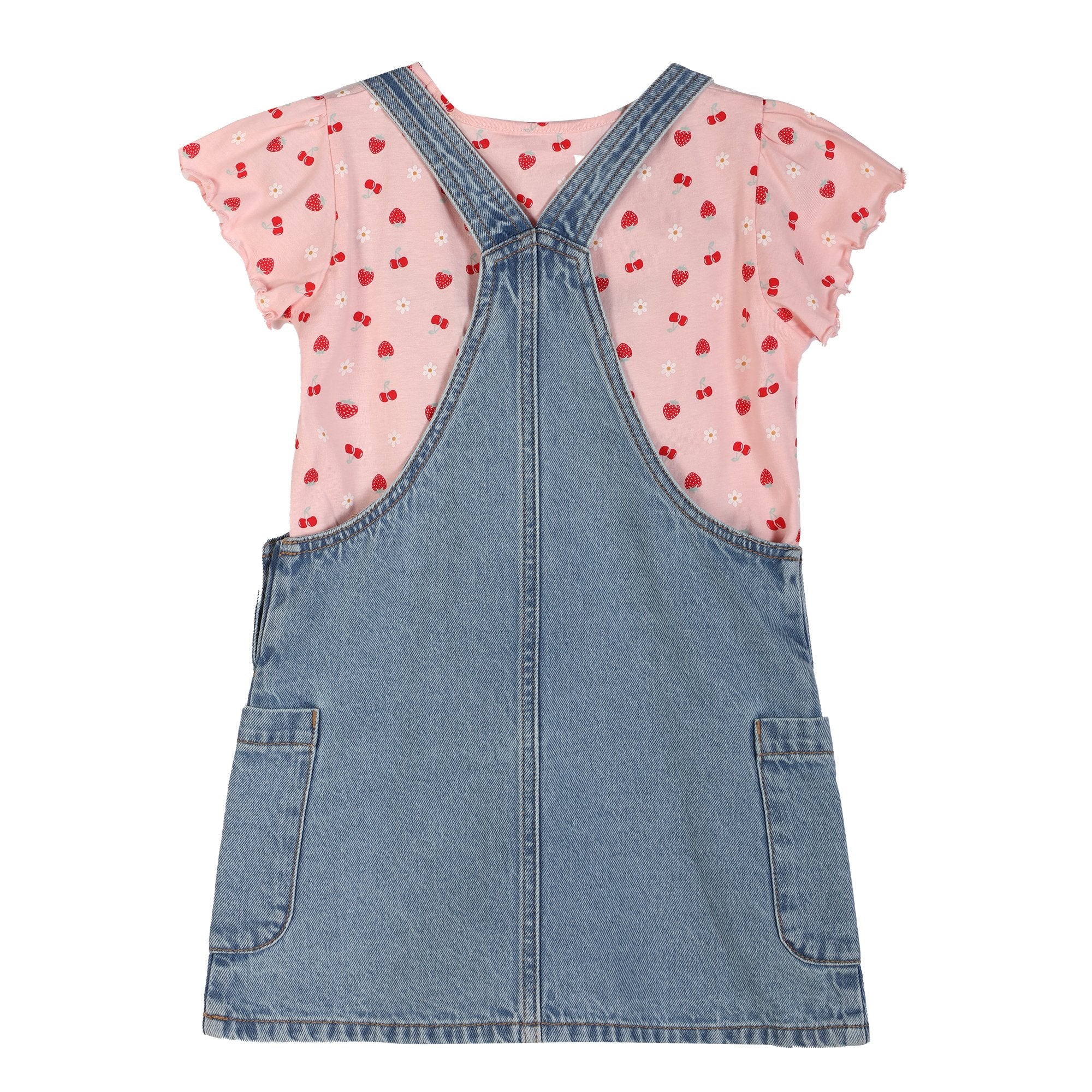 Ensemble robe en jean et tee shirt manche courte - Rose - Image 2