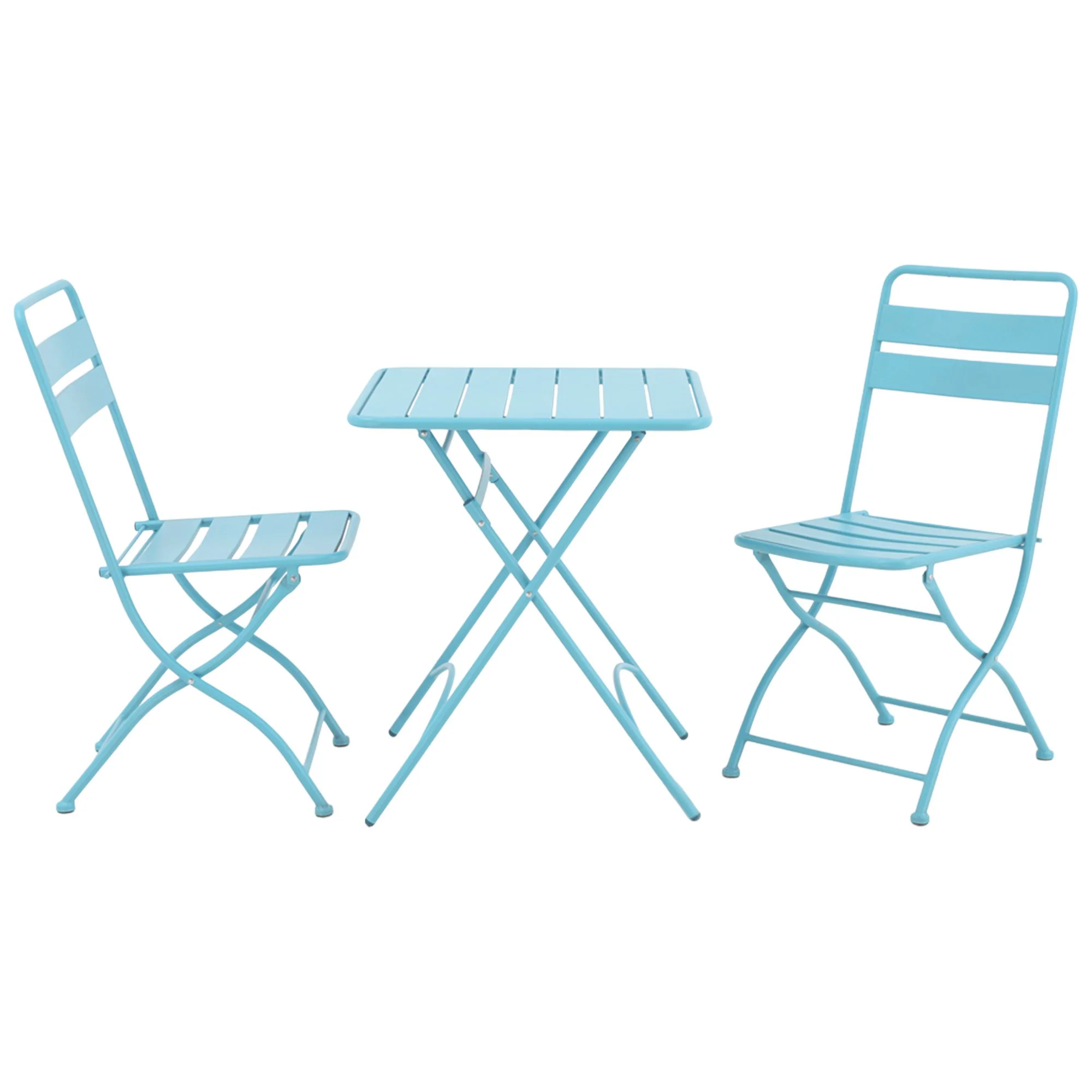 Ensemble table et 2 chaises pliantes en métal