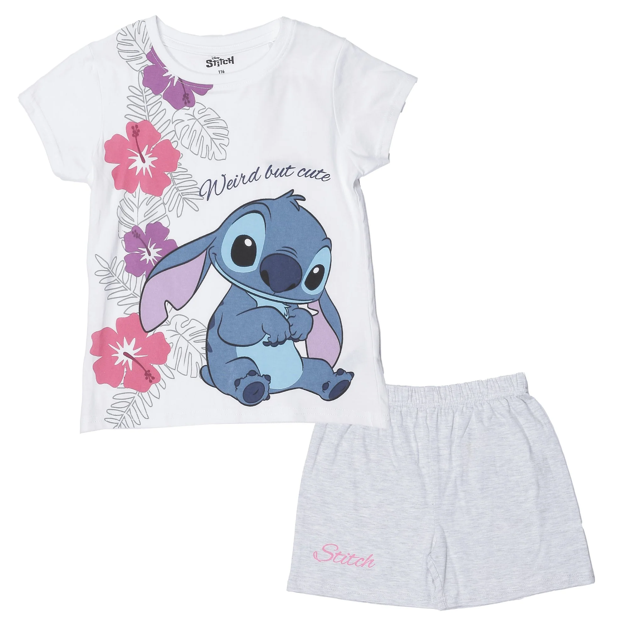 Ensemble Tee-shirt manches courtes + short Stitch 2-8 ans - Orange - Image 4