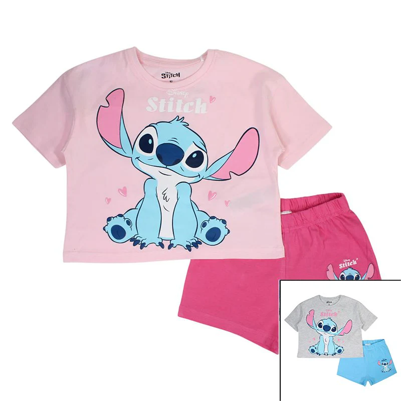 Ensemble Tee-shirt manches courtes + short Stitch 2-8 ans  - Violet