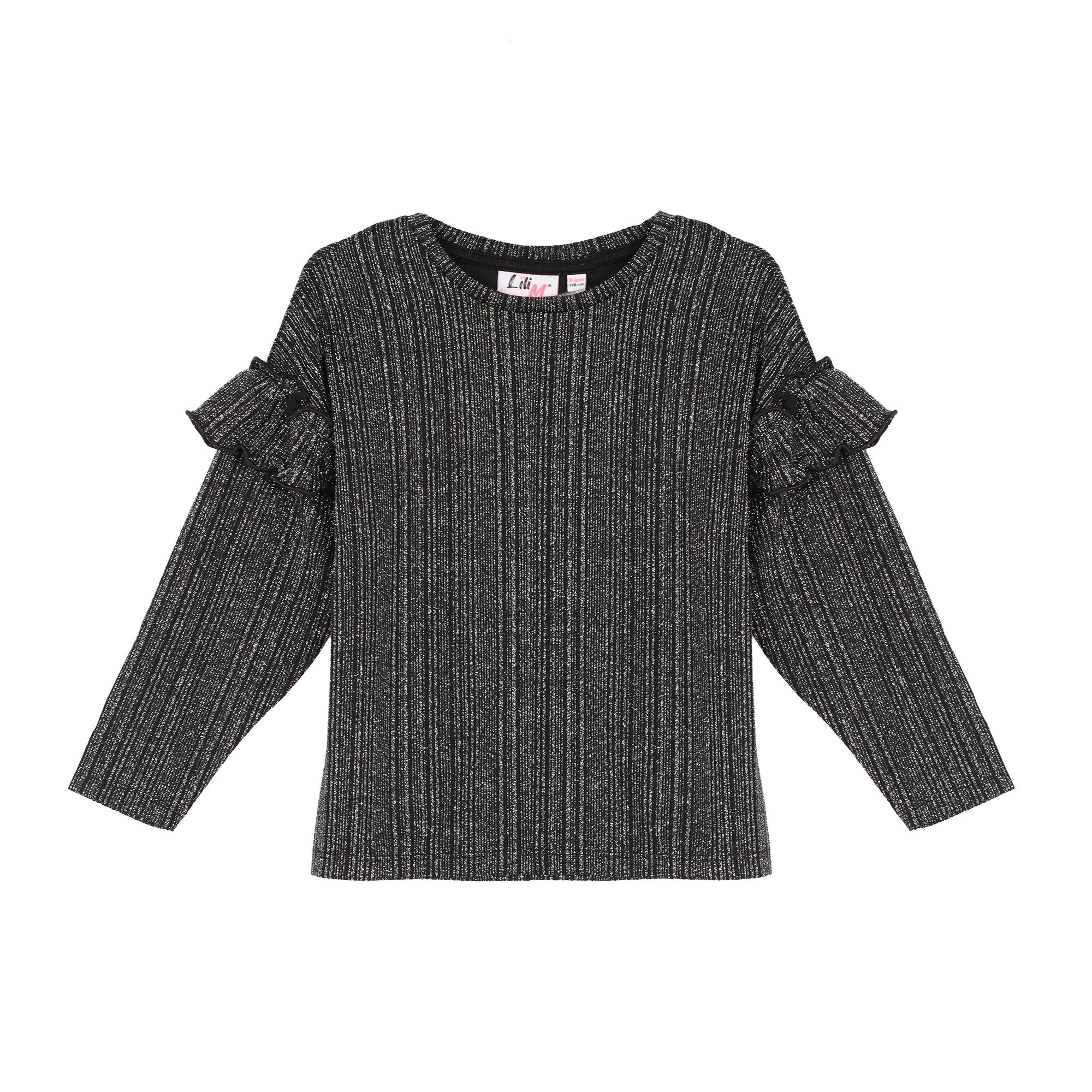 Ensemble tee-shirt manches longues et legging flare 3-12 ans  - Noir