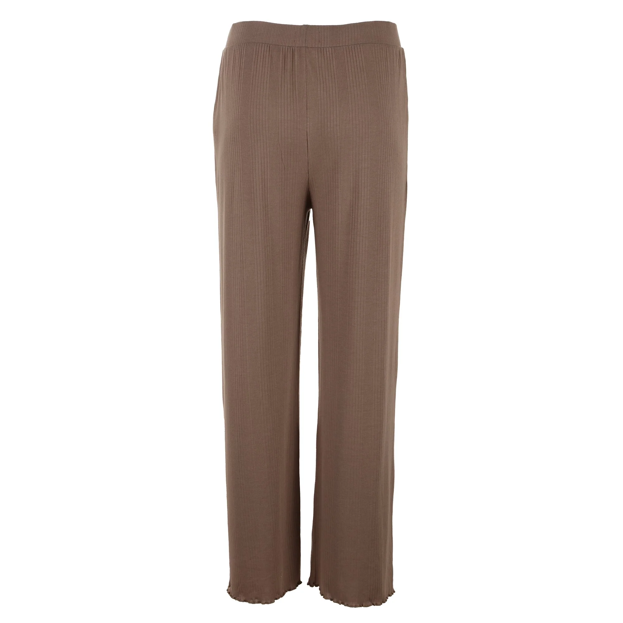 Ensemble tee-shirt manches longues + pantalon évasé - Marron - Image 6