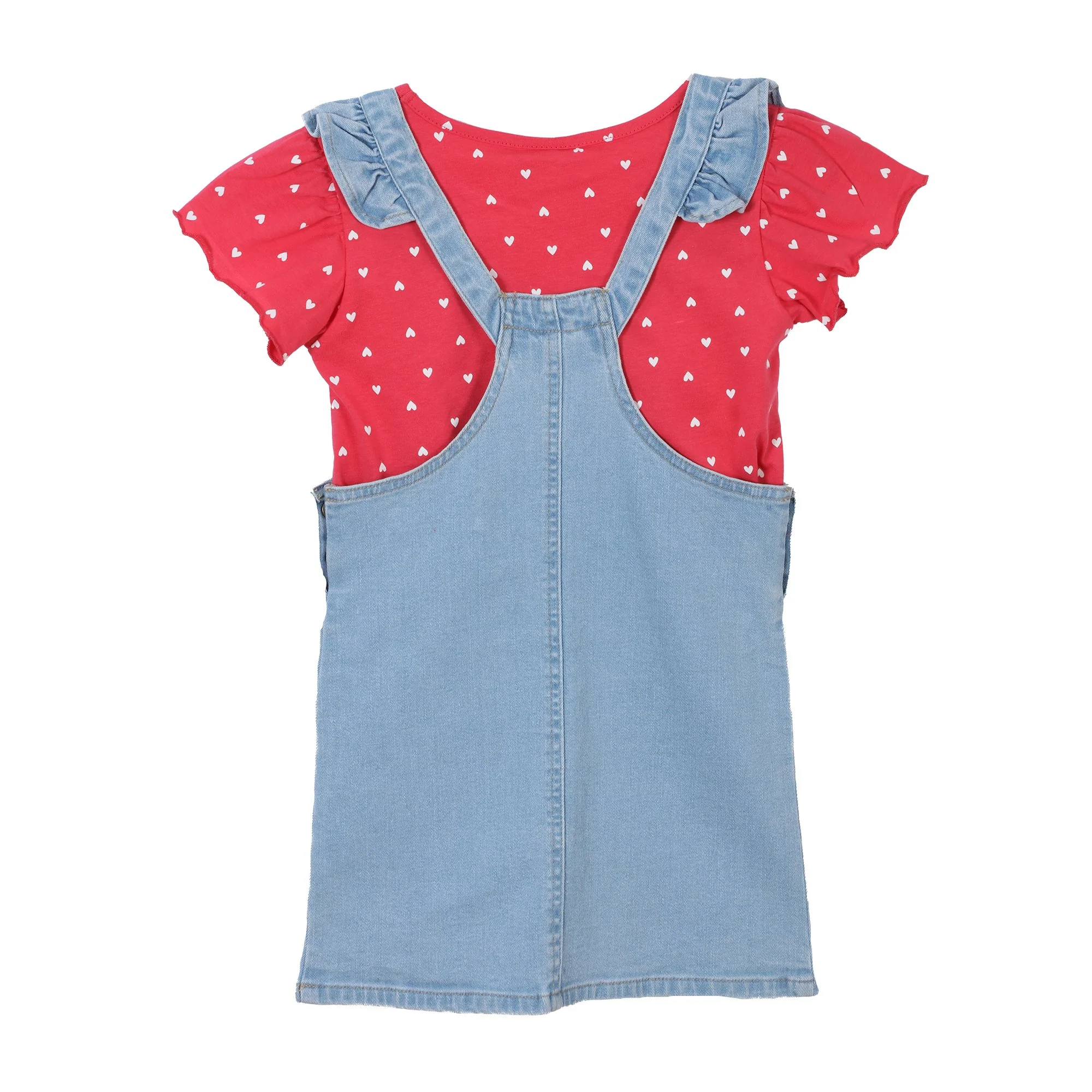 Ensemble tee-shirt + robe salopette en jeans 3/10 ans - Bleu - Image 2