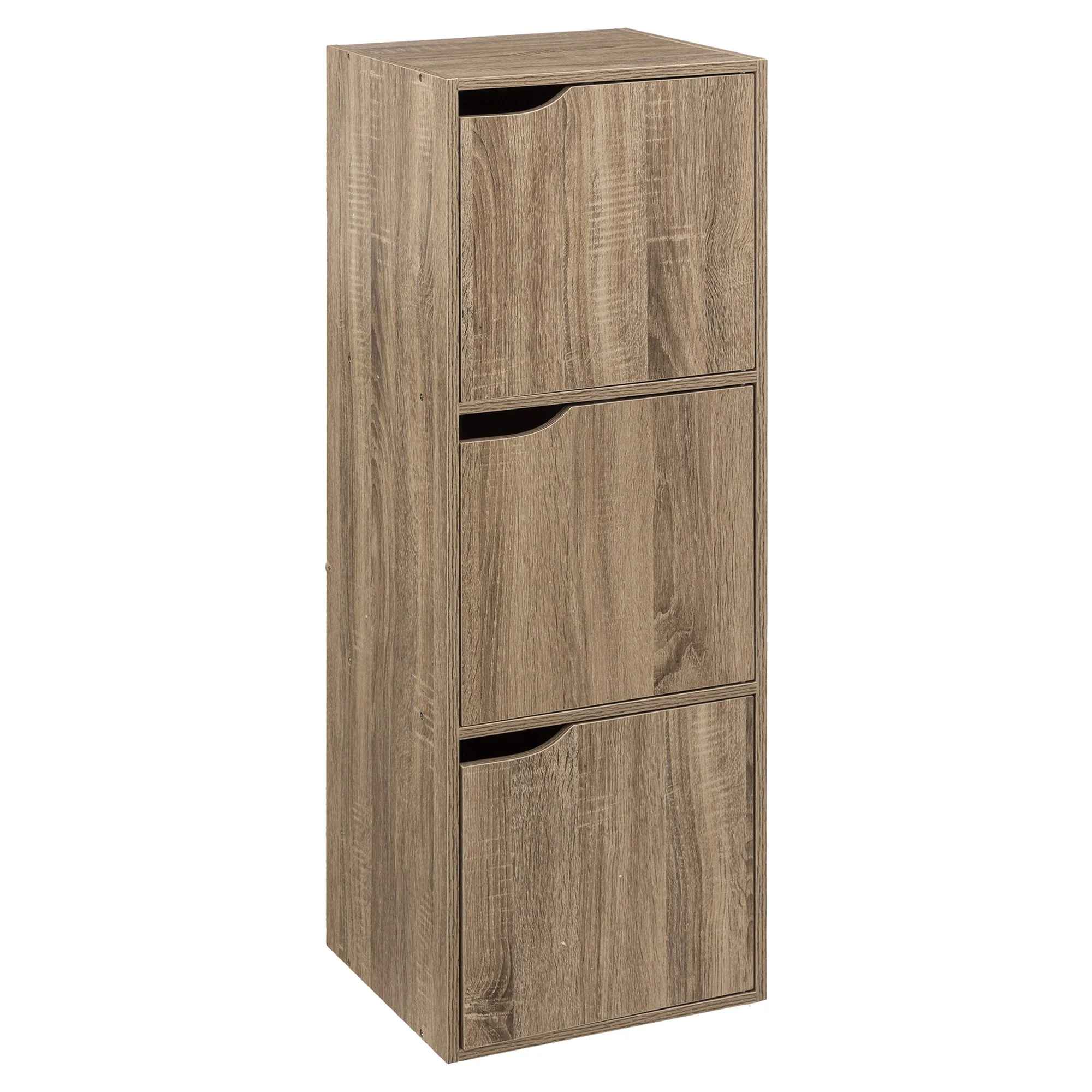 Étagère 3 cases avec portes effet chêne naturel