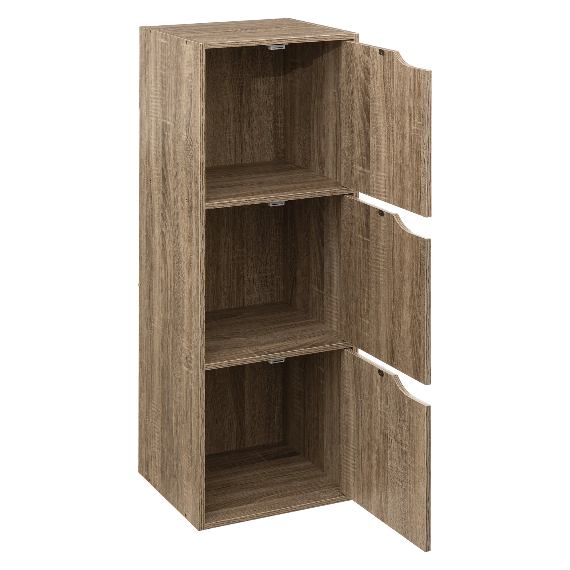 Étagère 3 cases avec portes effet chêne naturel - Image 2