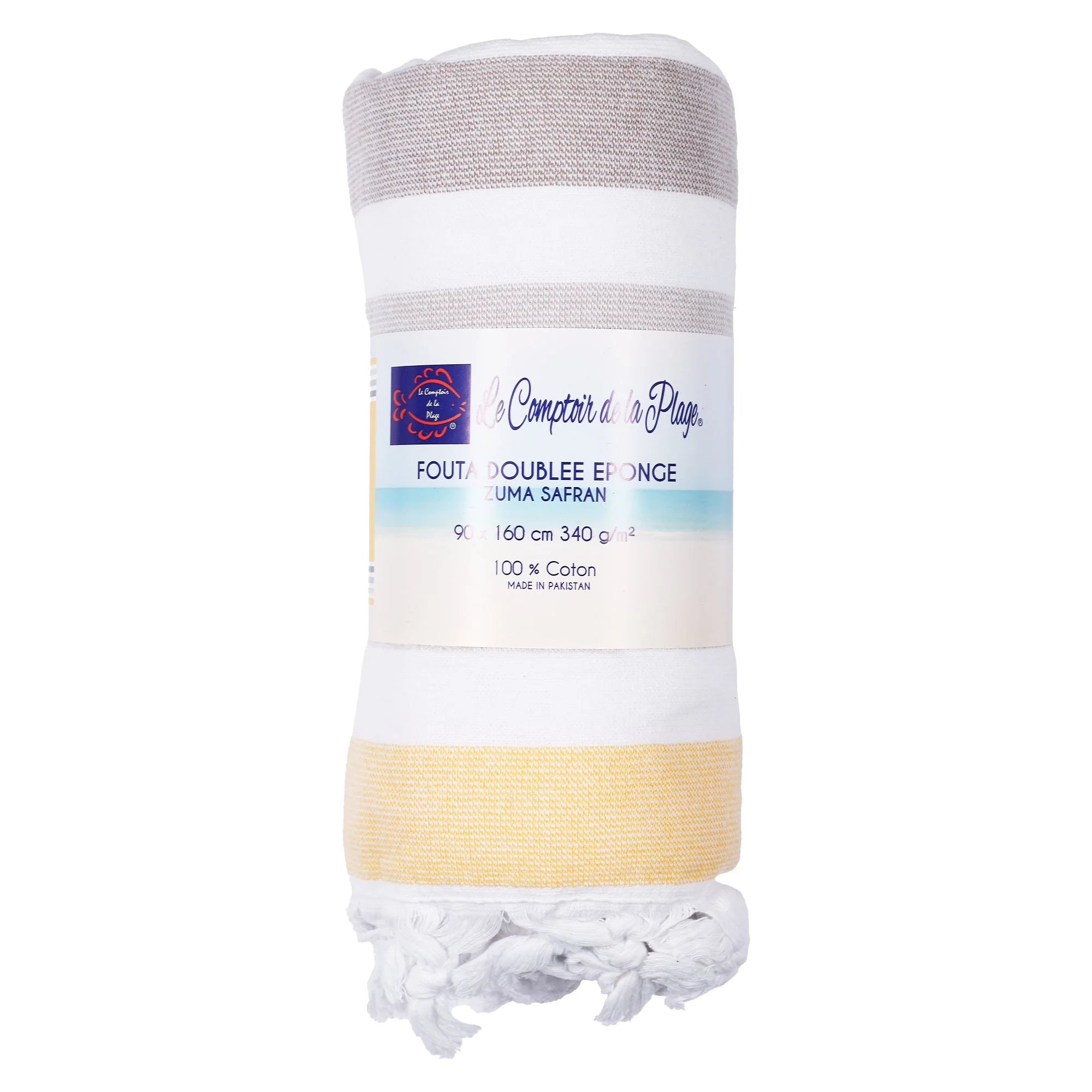 Foutah fidji dos éponge bouclette 100% coton  - Beige - Image 3