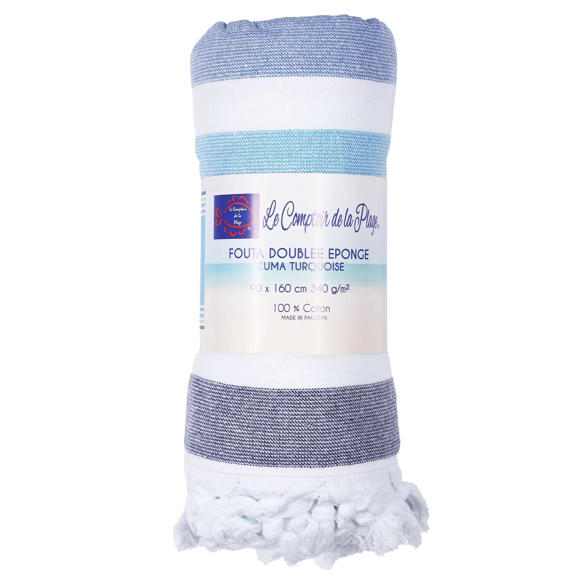 Foutah fidji dos éponge bouclette 100% coton  - Marron
