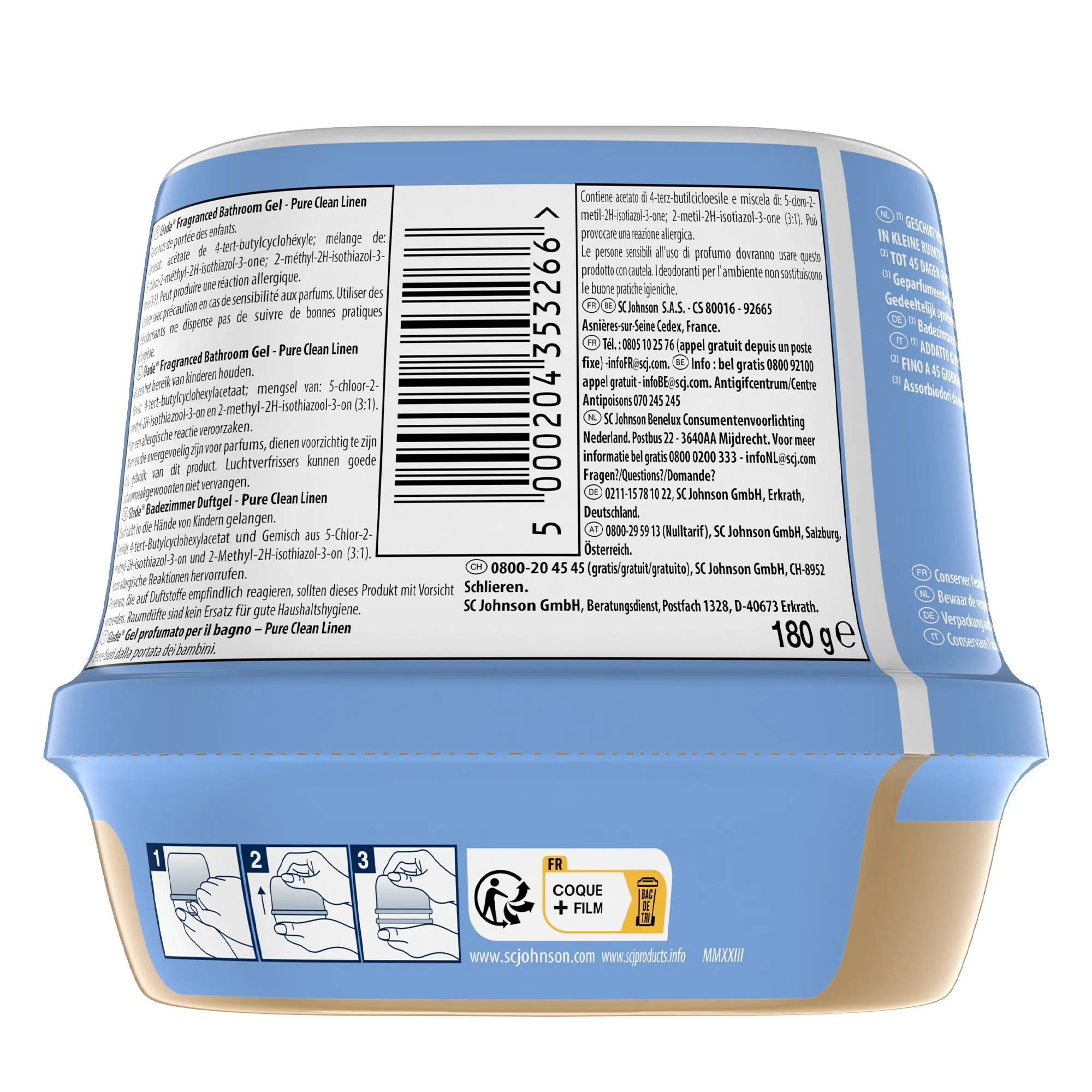 Gel désodorisant WC et salle de bain pure clean linen - Image 2