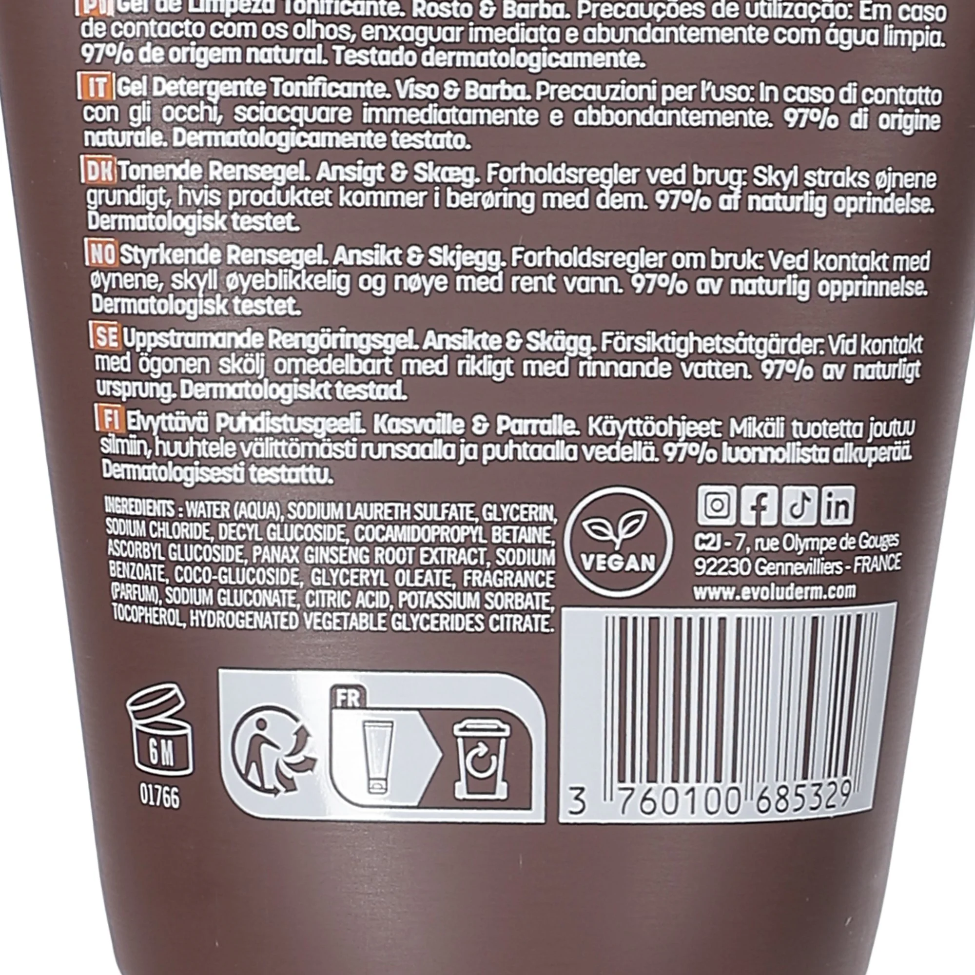 Gel nettoyant tonifiant 2 en 1 visage et barbe - Image 3