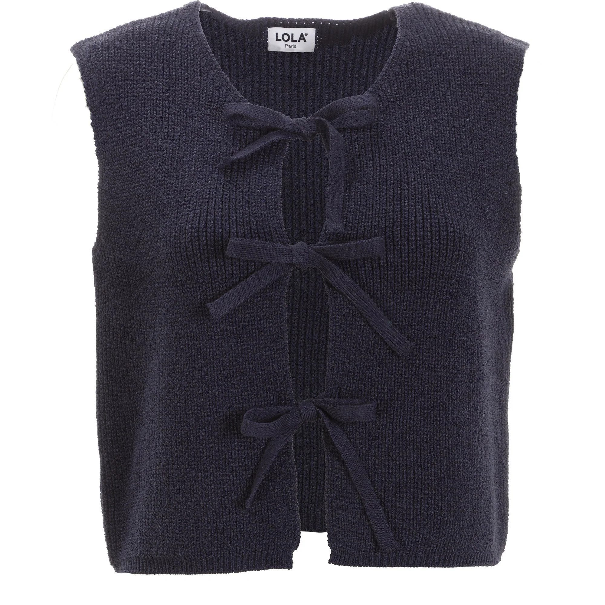 Gilet sans manche avec noeud - Bleu foncé