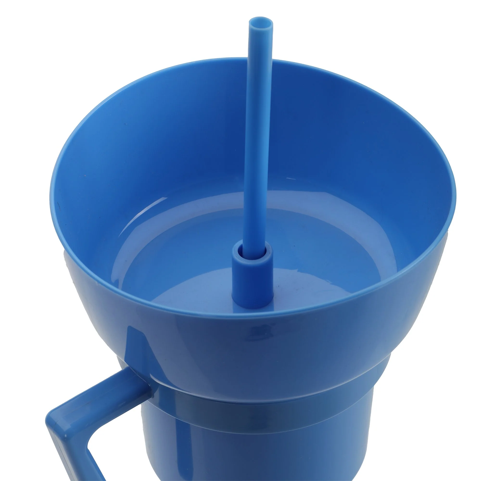 Gobelet en plastique avec paille et bol à collation 900ML - Bleu - Image 2