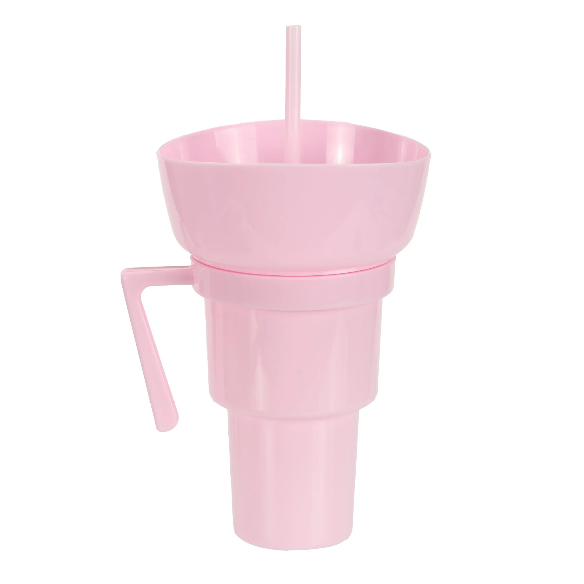 Gobelet en plastique avec paille et bol à collation 900ML - Rose clair