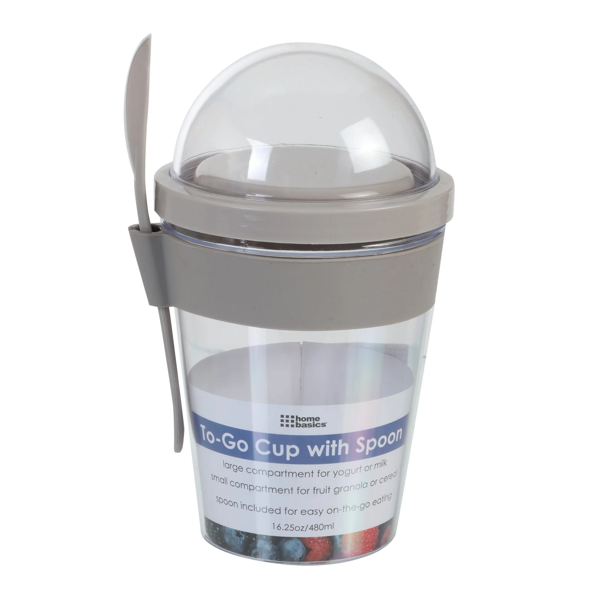 Gobelet transportable + compartiment + cuillère  - Bleu