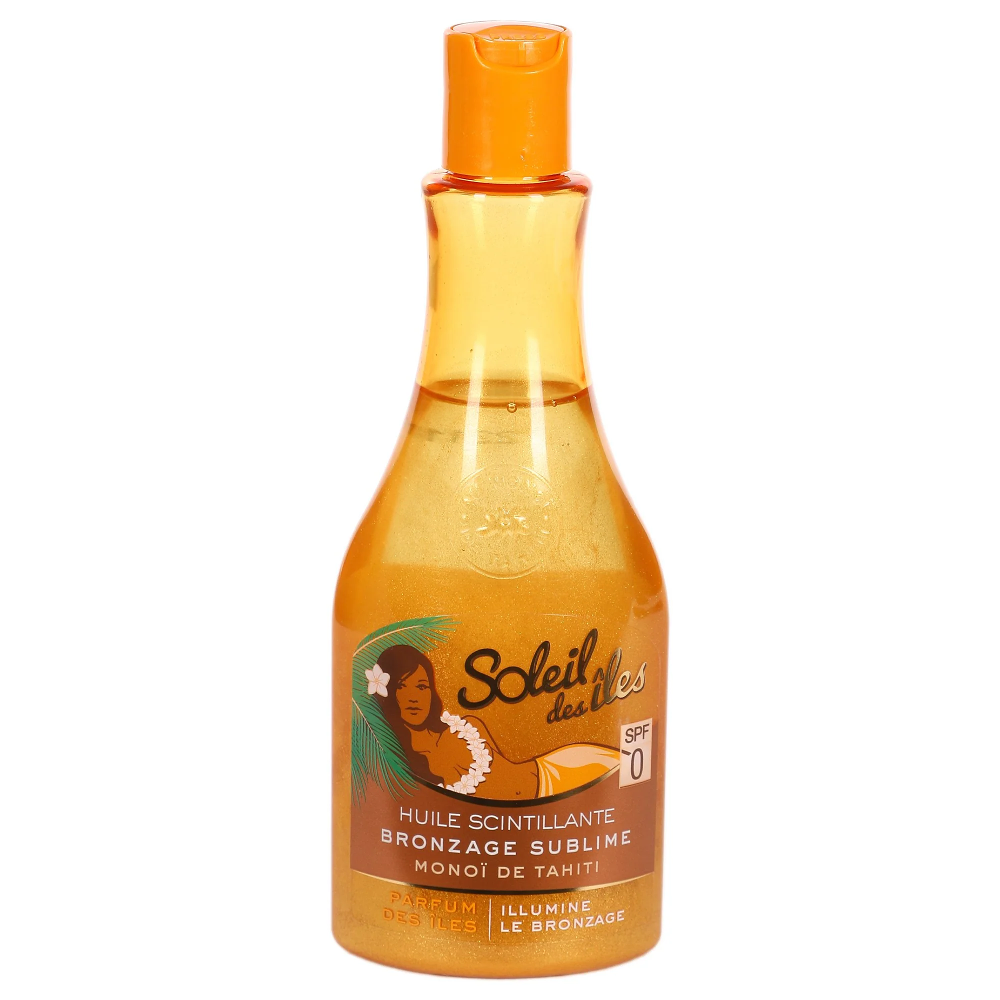 Huile de bronzage scintillante au Monoï