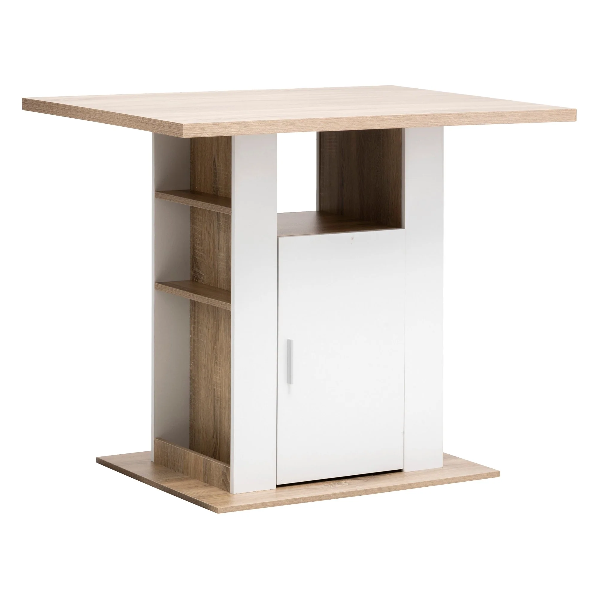 Ilot de cuisine en bois naturel et blanc