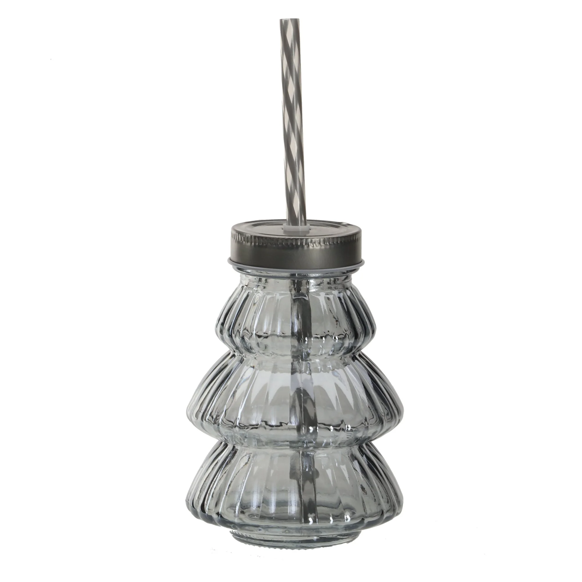 Jar en verre forme sapin avec paille
