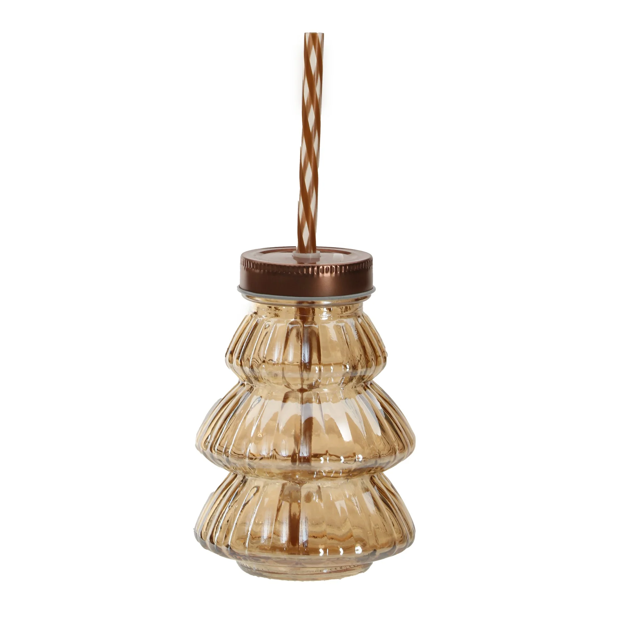 Jar en verre forme sapin avec paille - Image 2