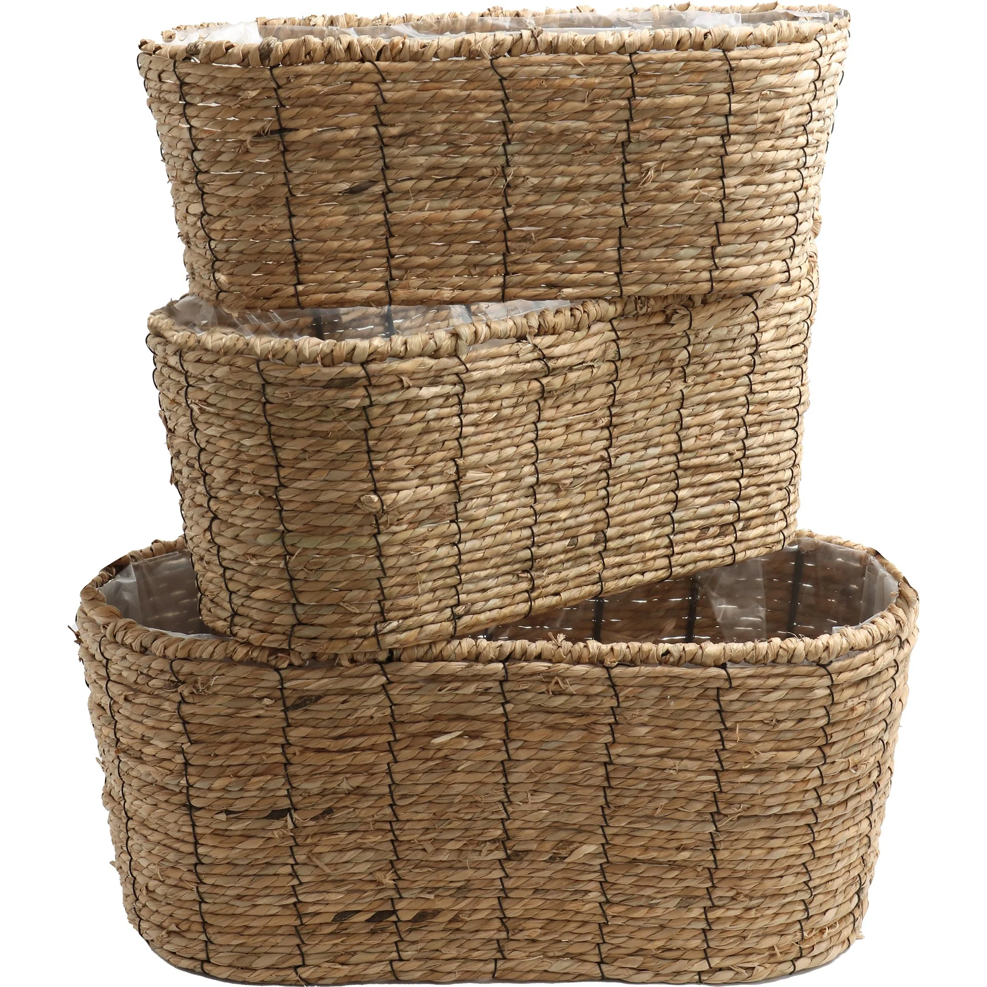 Jardinière ovale en jonc 40x17x15 cm - Image 2
