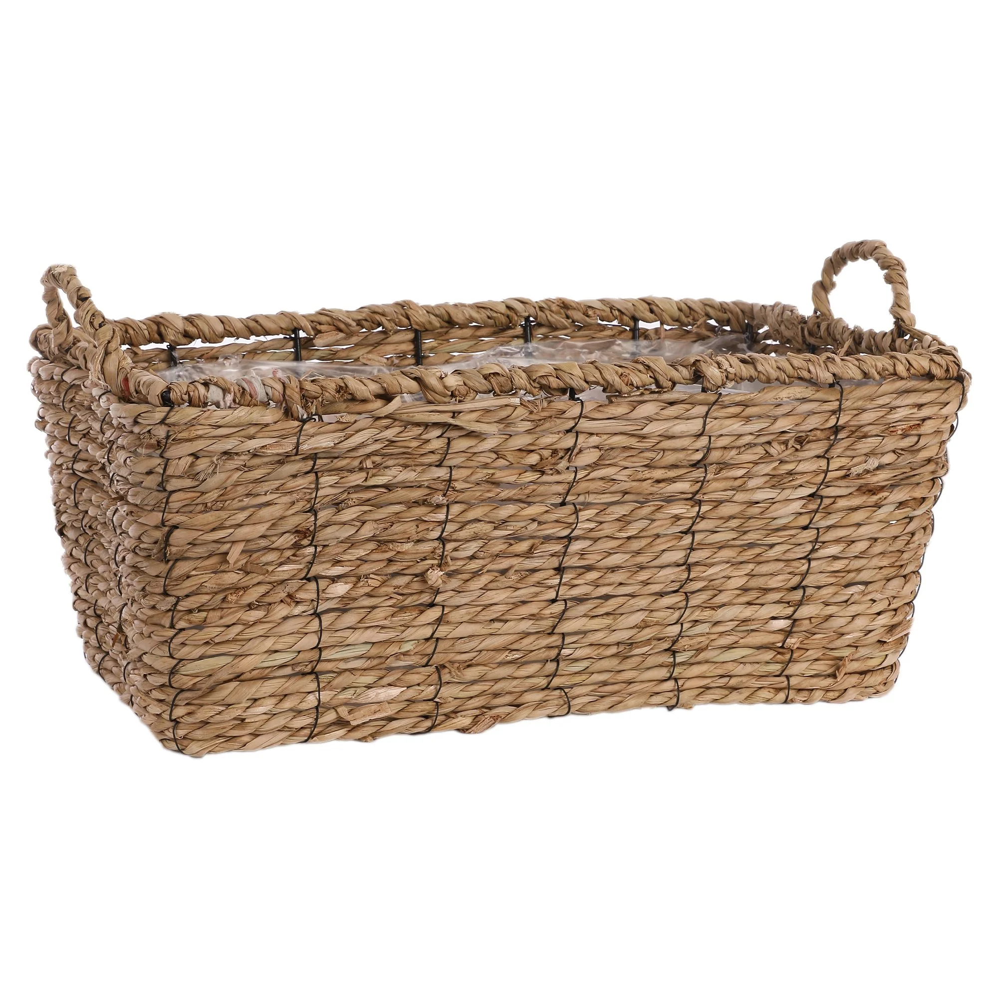 Jardinière rectangulaire en jonc 50x24x21 cm