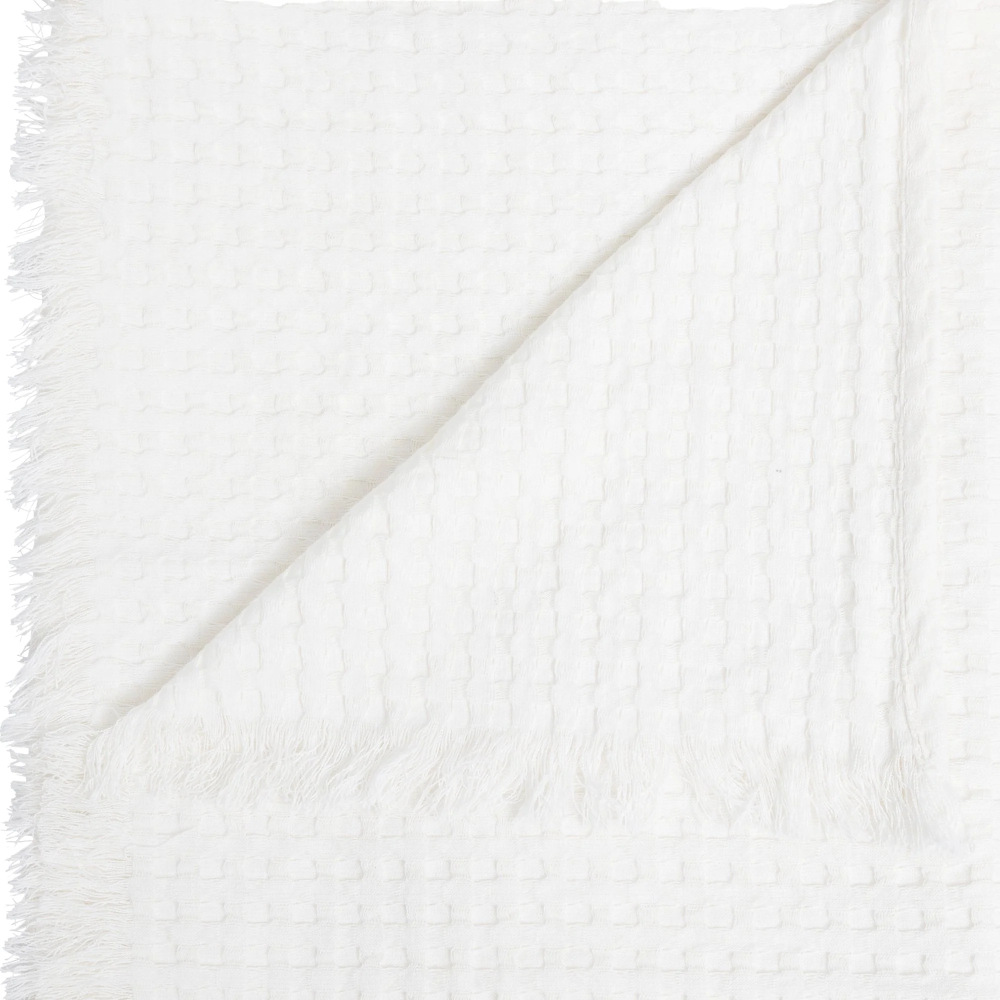 Jeté de lit nid d'abeille 130x180cm blanc - Image 3