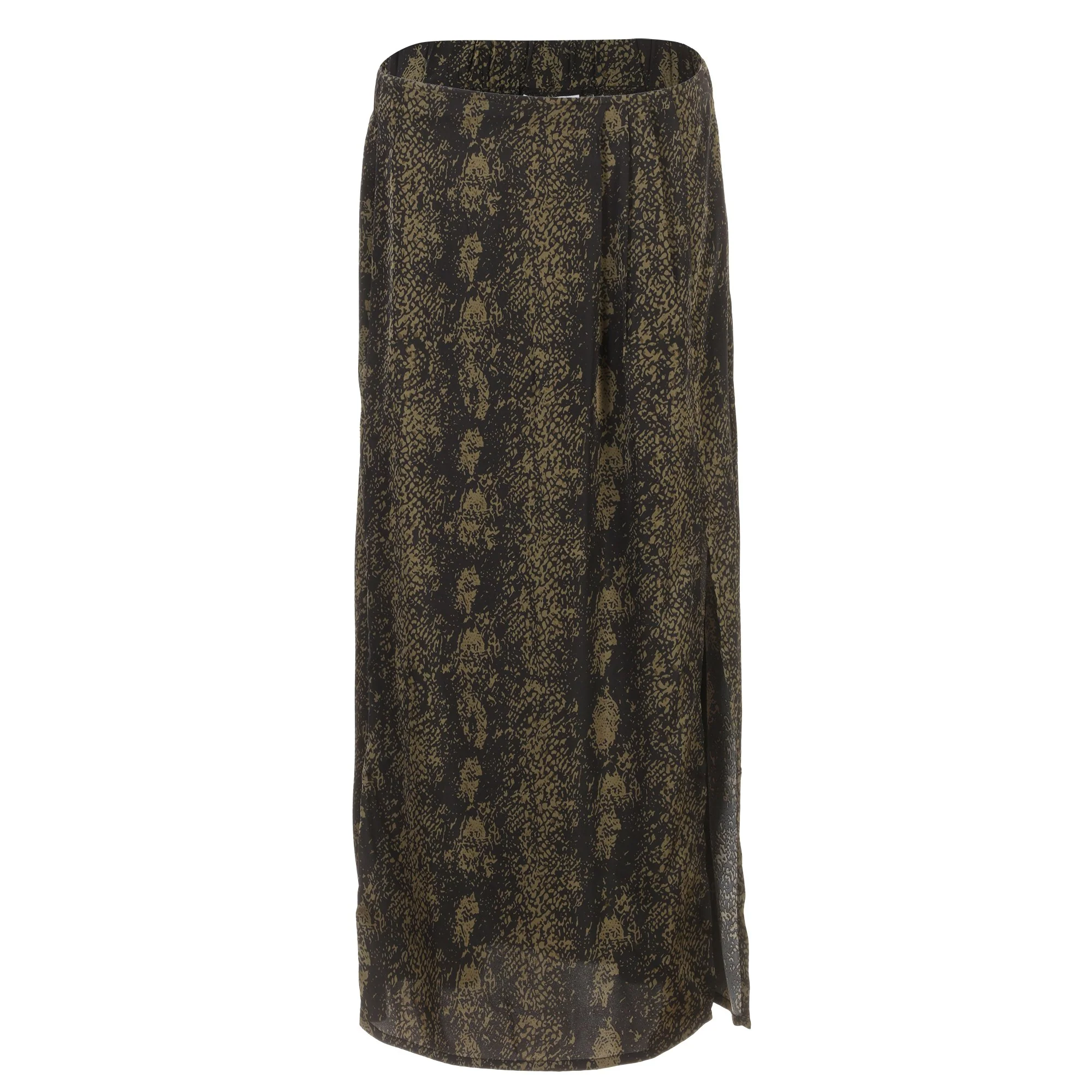 Jupe longue en satin - Kaki