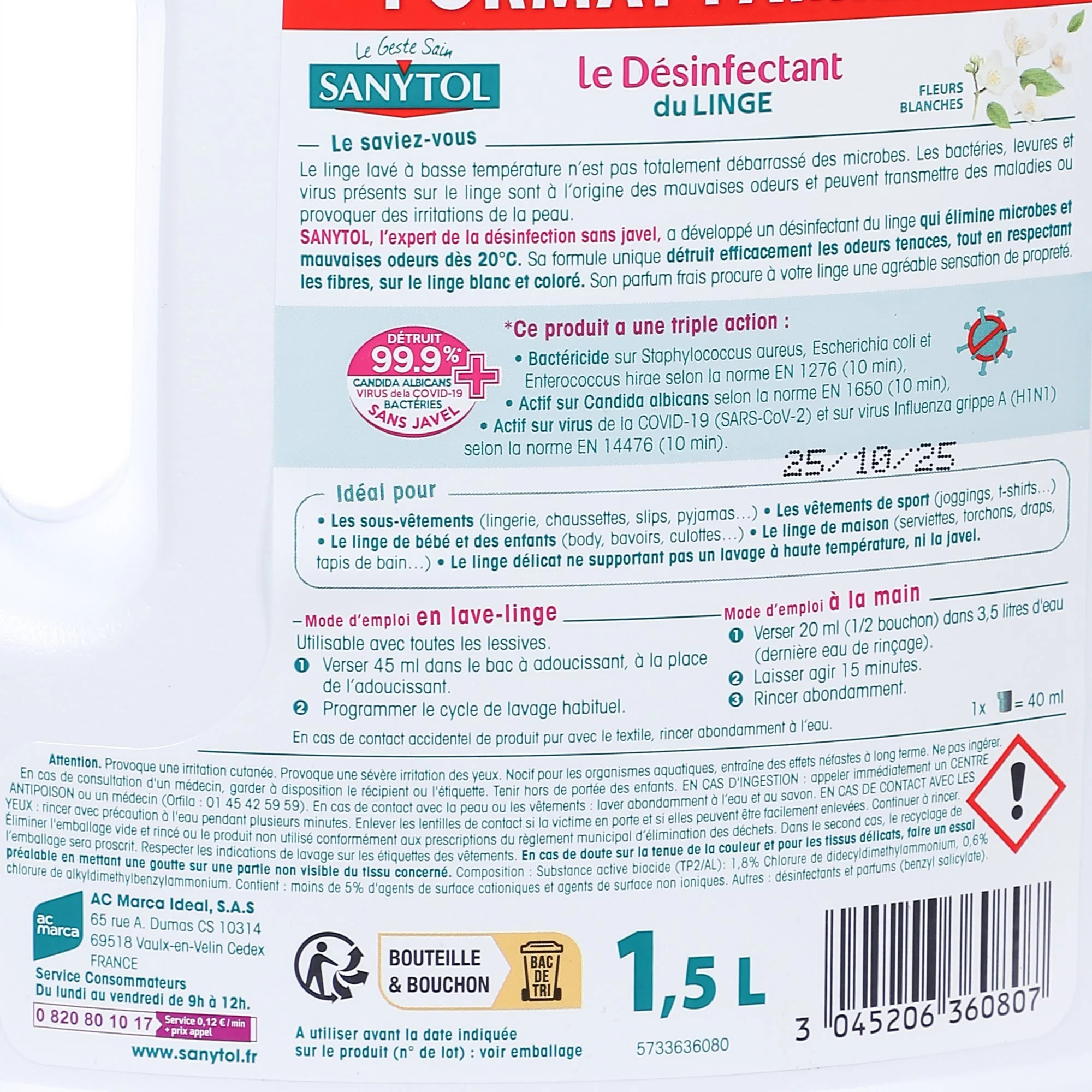 Liquide désinfectant du linge fleurs blanches - Image 2