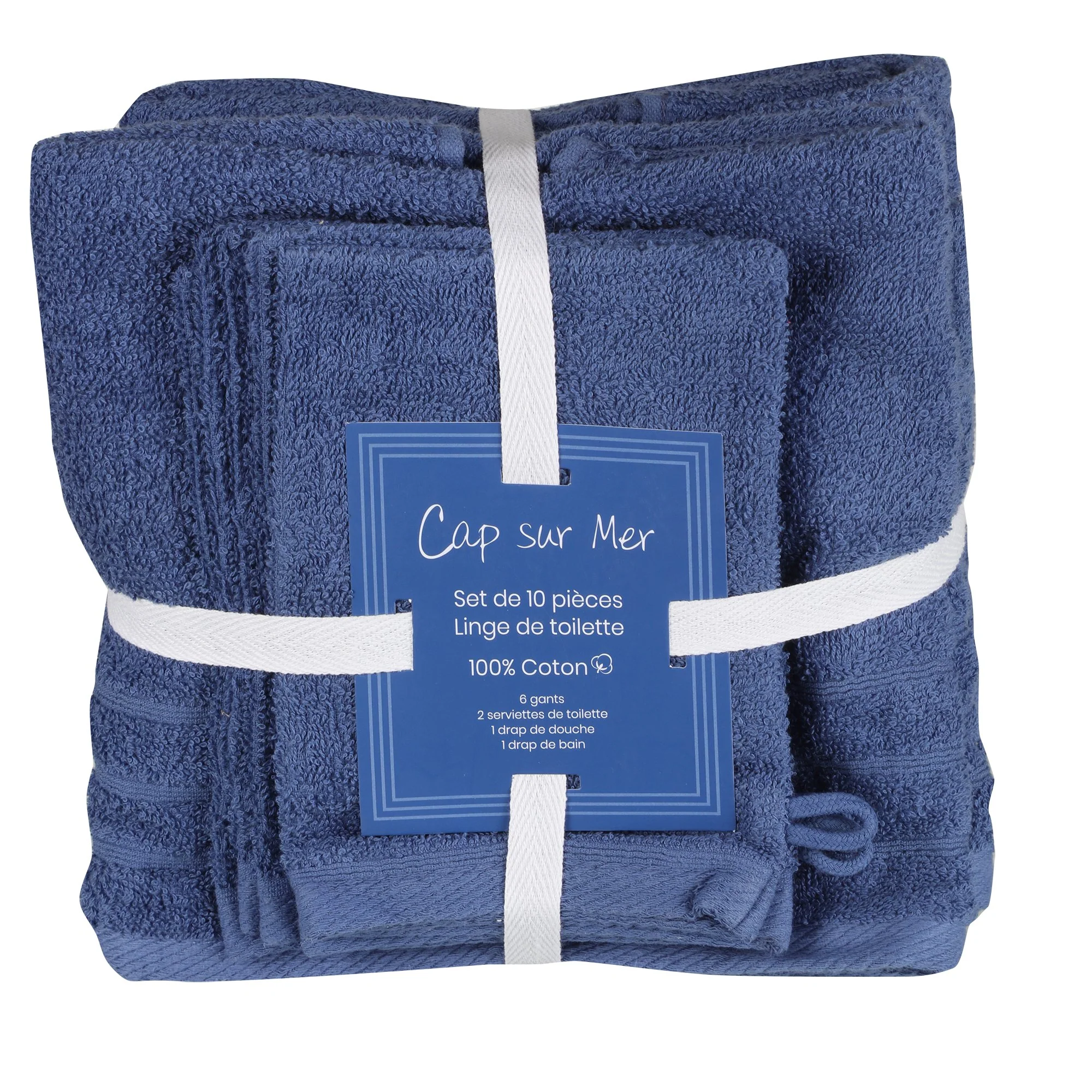 Lot de 10 pièces de bain bleu/rose - Bleu