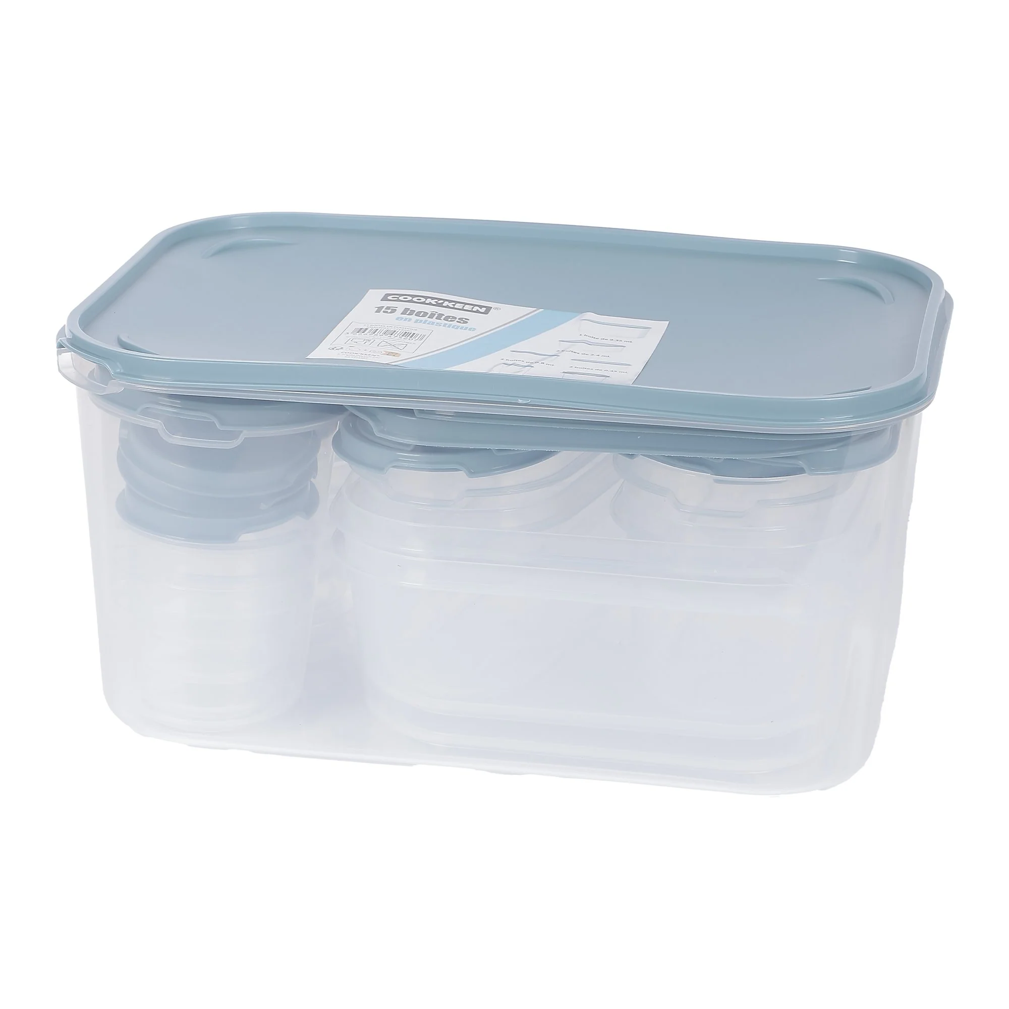 Lot de 15 boîtes en plastique