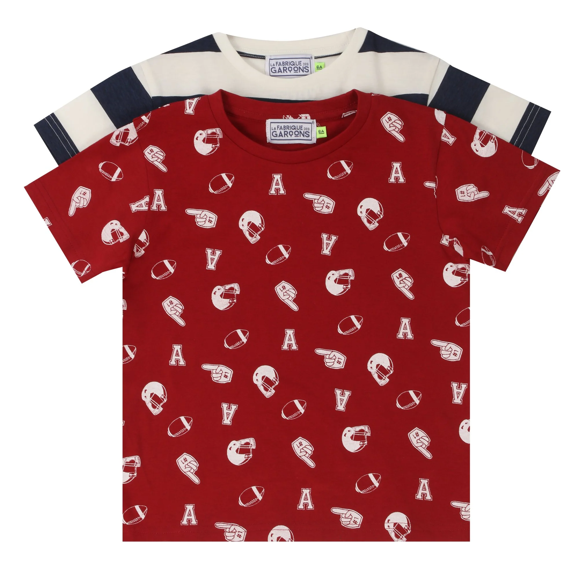 Lot de 2 tee-shirts manches courtes avec animations 3/12 ans - Rouge