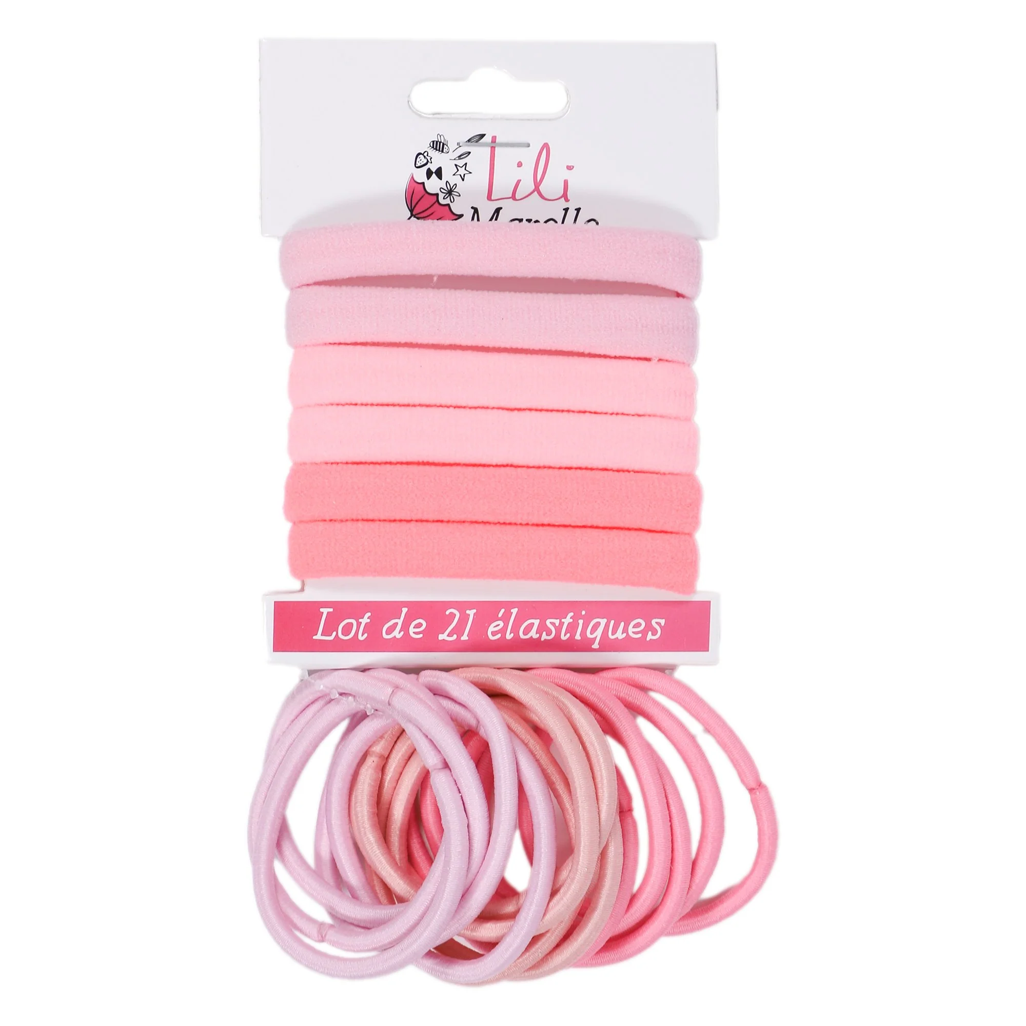 Lot de 21 élastiques rose