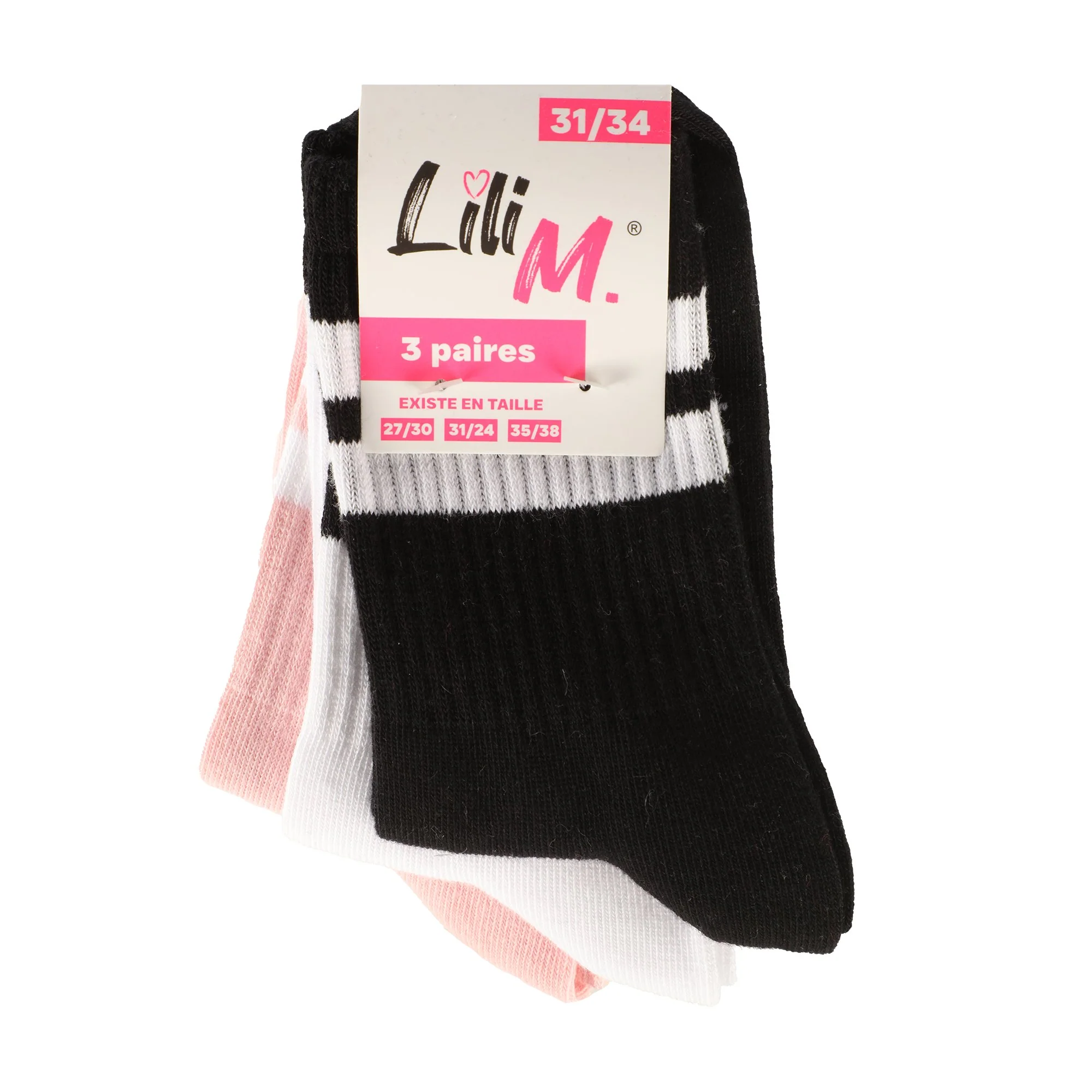 Lot de 3 paires de chaussettes 27/38 - Noir