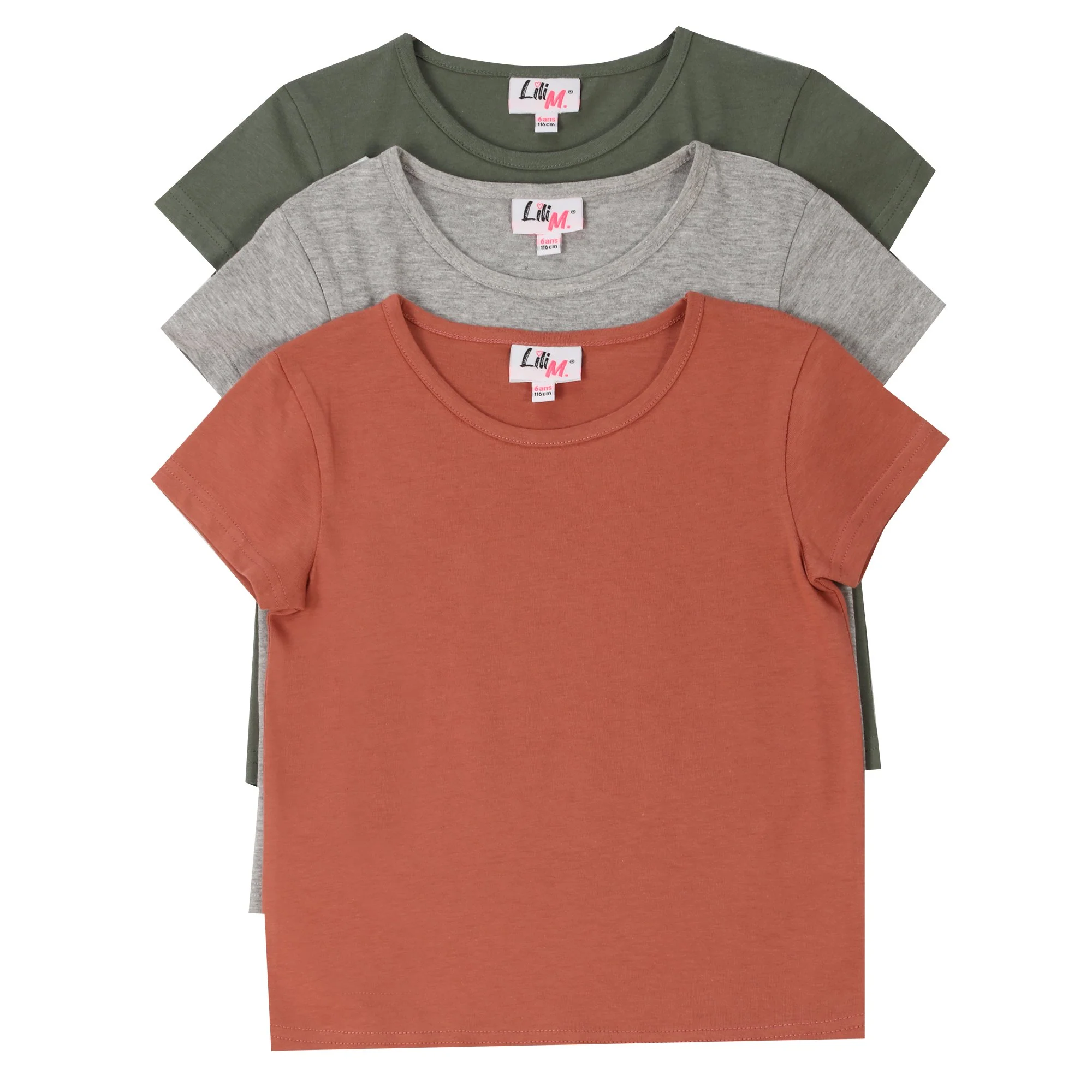 Lot de 3 tee-shirts manches courtes 3/12 ans - Gris