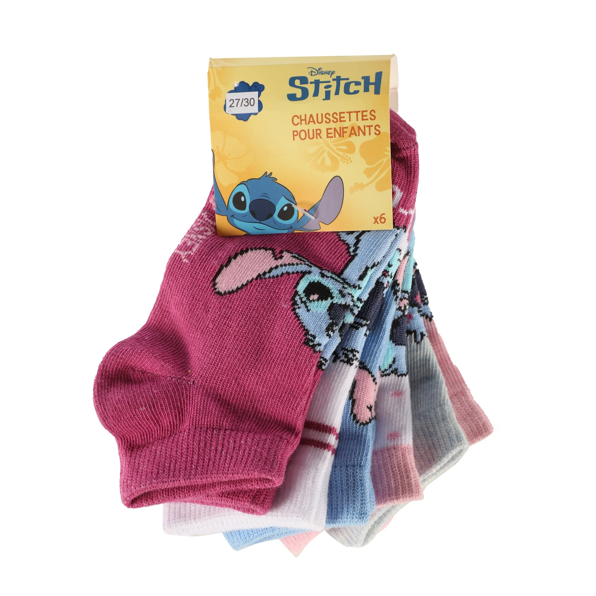 Lot de 6 paires de chaussettes courtes 27/38 - Jaune