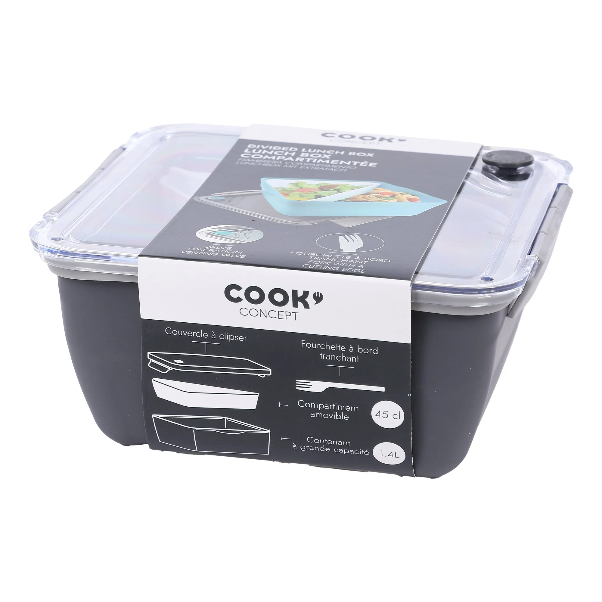 Lunch box 1.4L compartiment amovible + valve