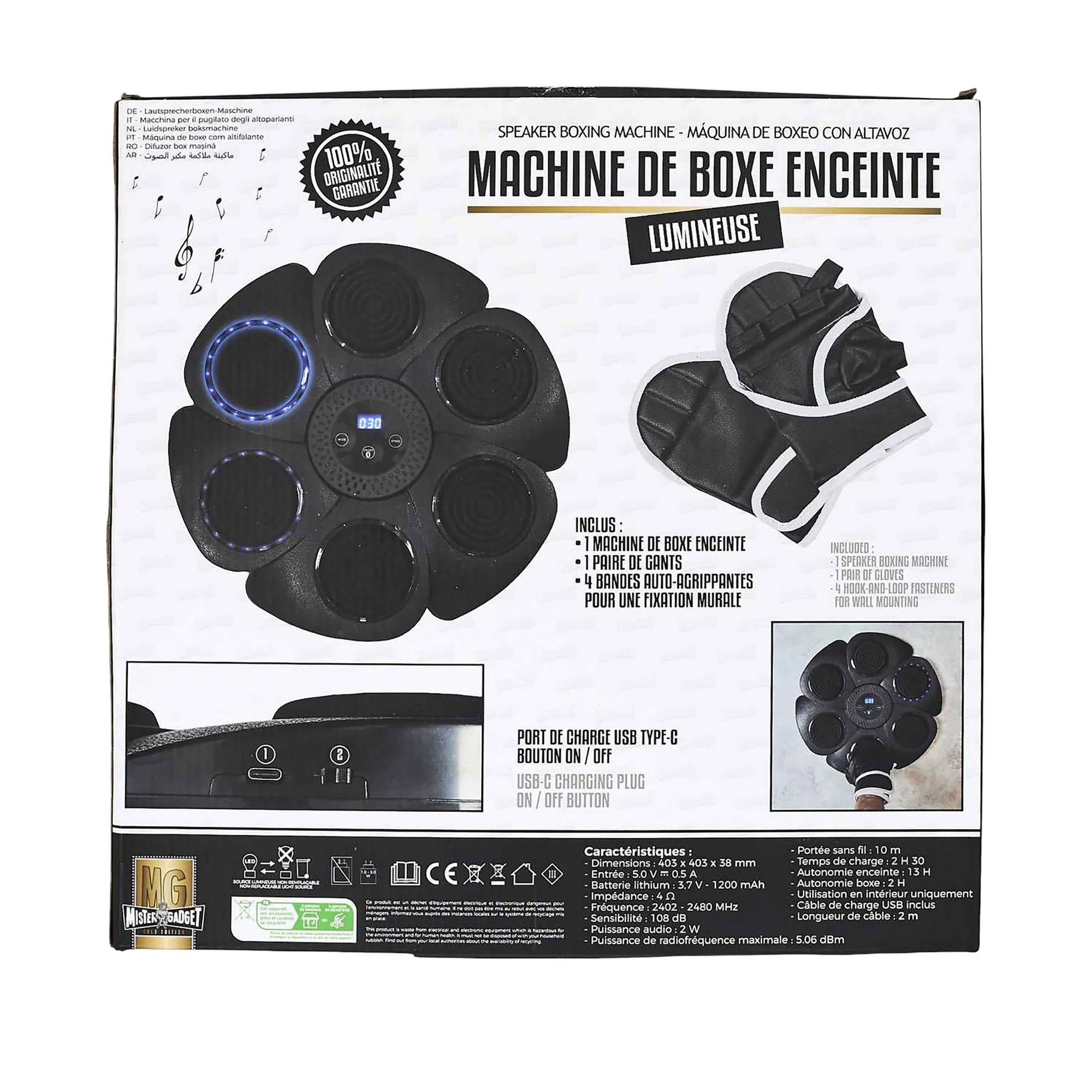 Machine de Boxe avec enceinte 1200 MAH