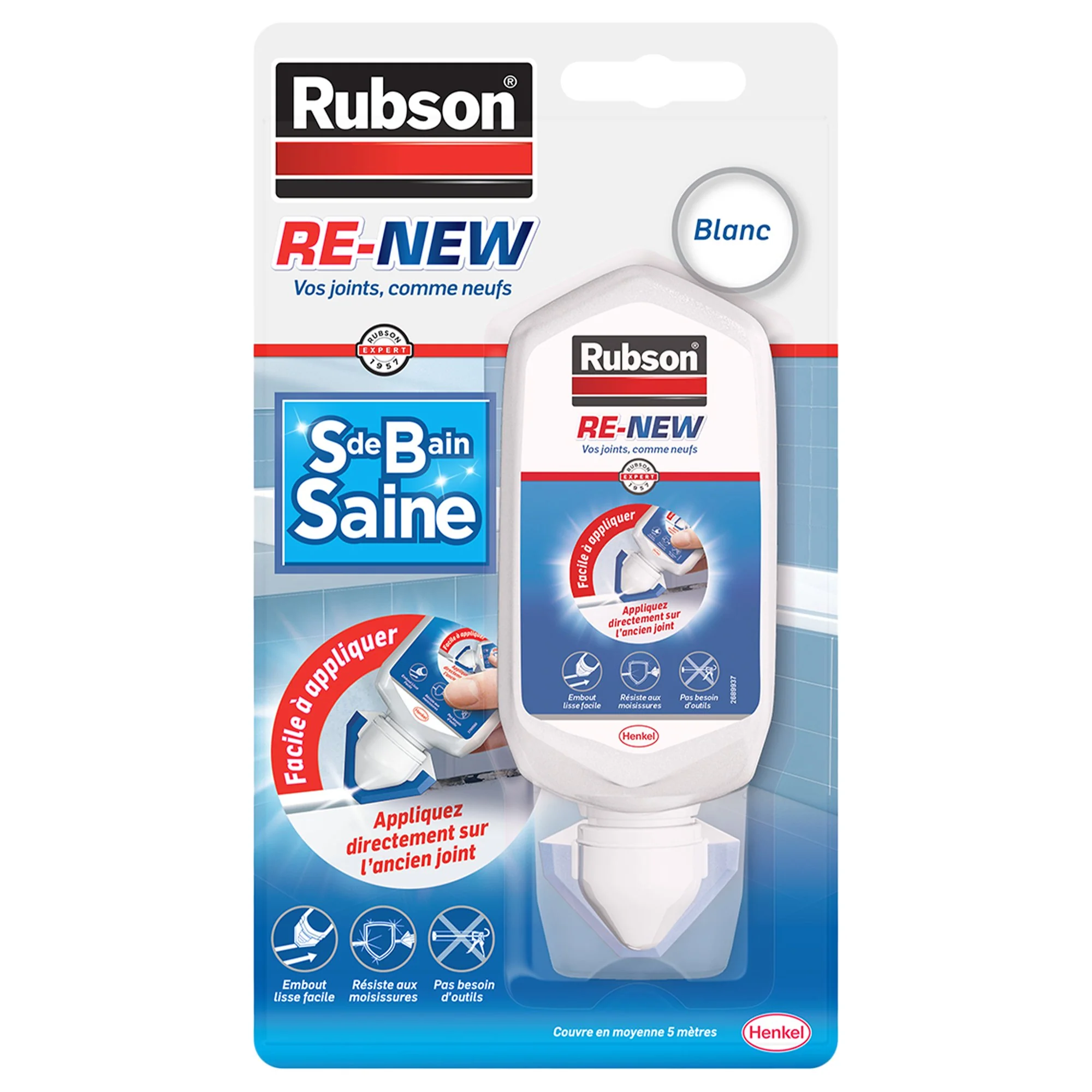 Mastic SDB Saine RE-NEW Tube Blanc 5m de joint