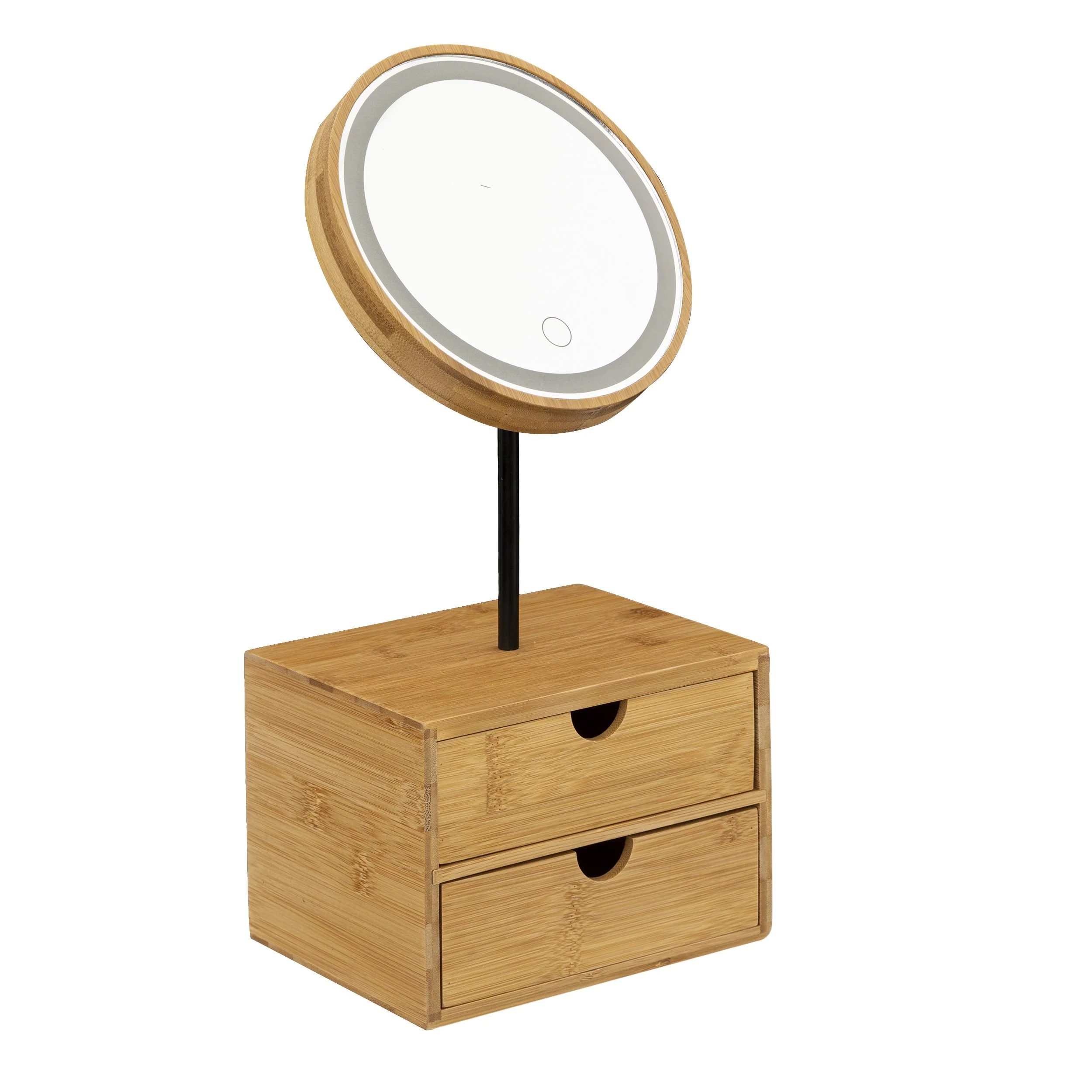 Miroir Led rond pivotant et organisateur 2 tiroirs - Image 2