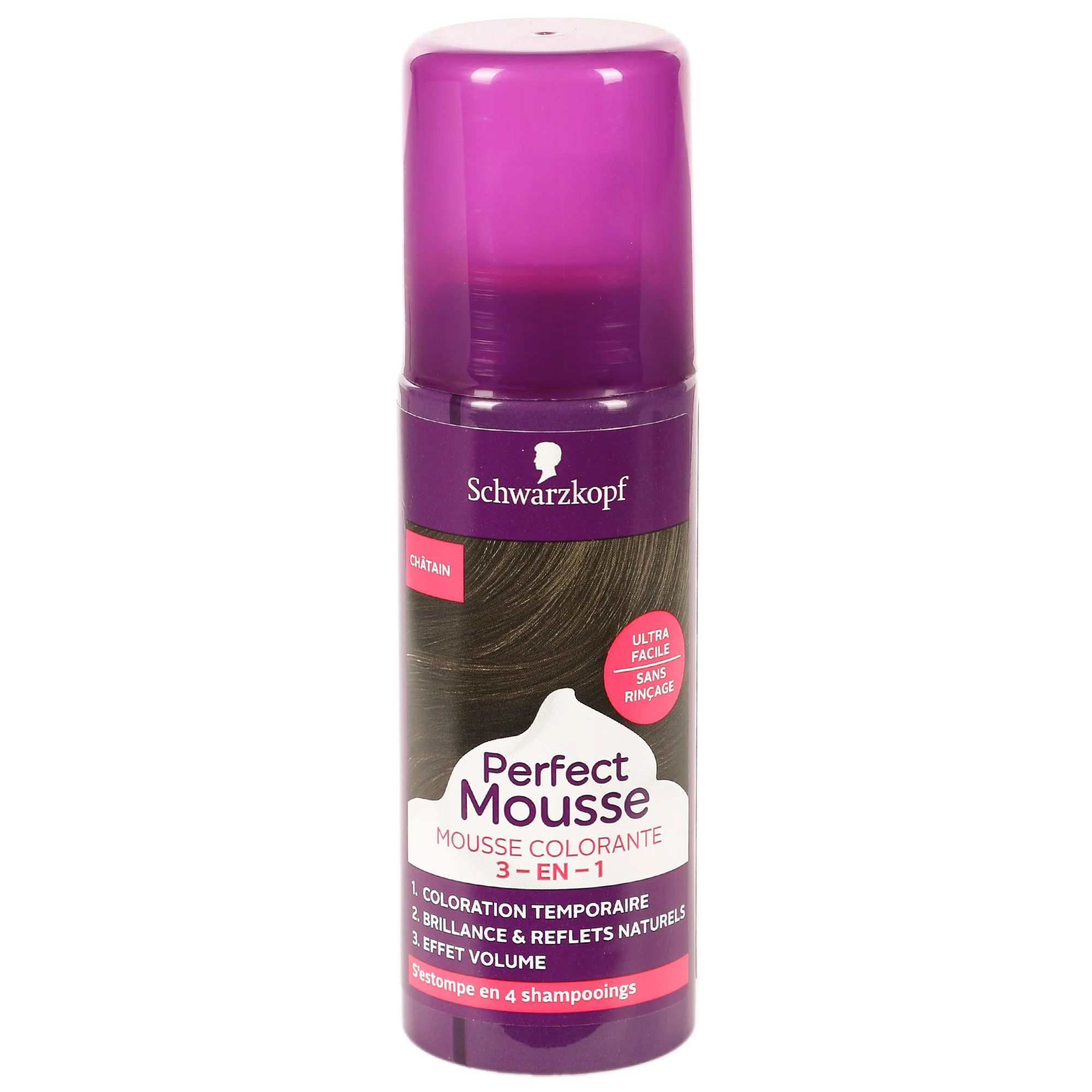 Mousse colorante 3 en 1 châtain