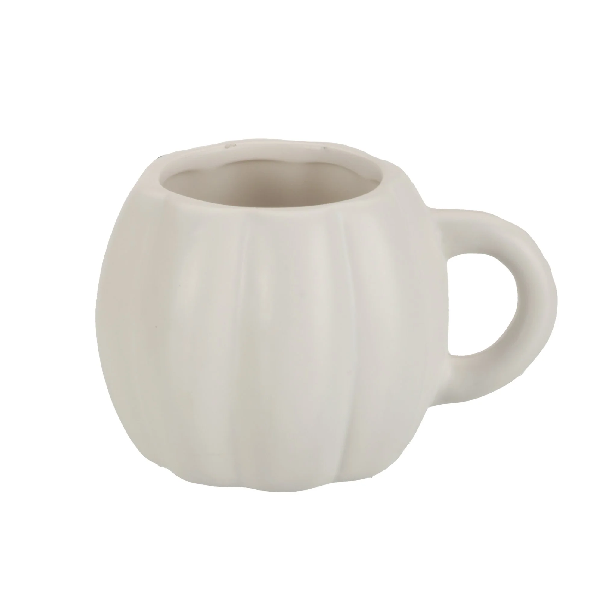 Mug Citrouille cÎtelé en céramique blanc mat