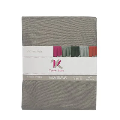 NAPPE POLYESTER UNIE 180CM - RUBAN BLANC - Marron