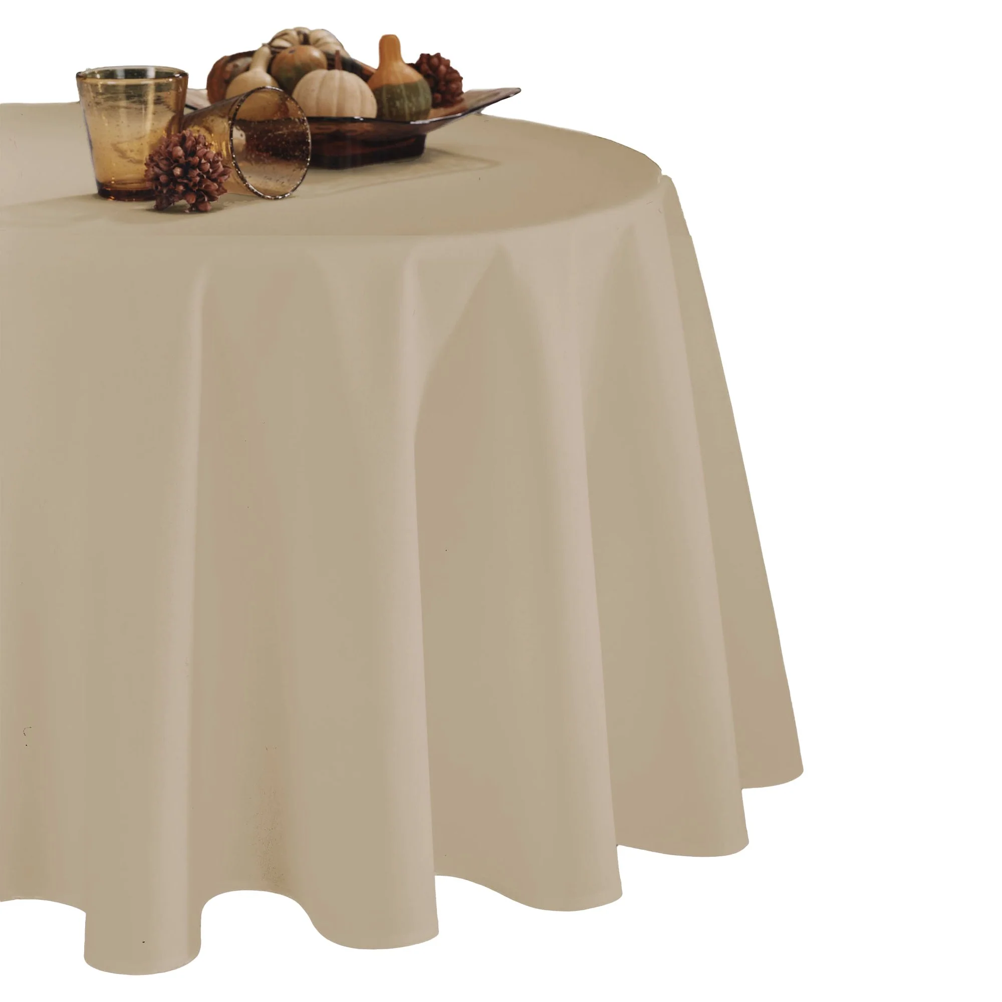 Nappe polyester unie diamètre 180cm  - Beige
