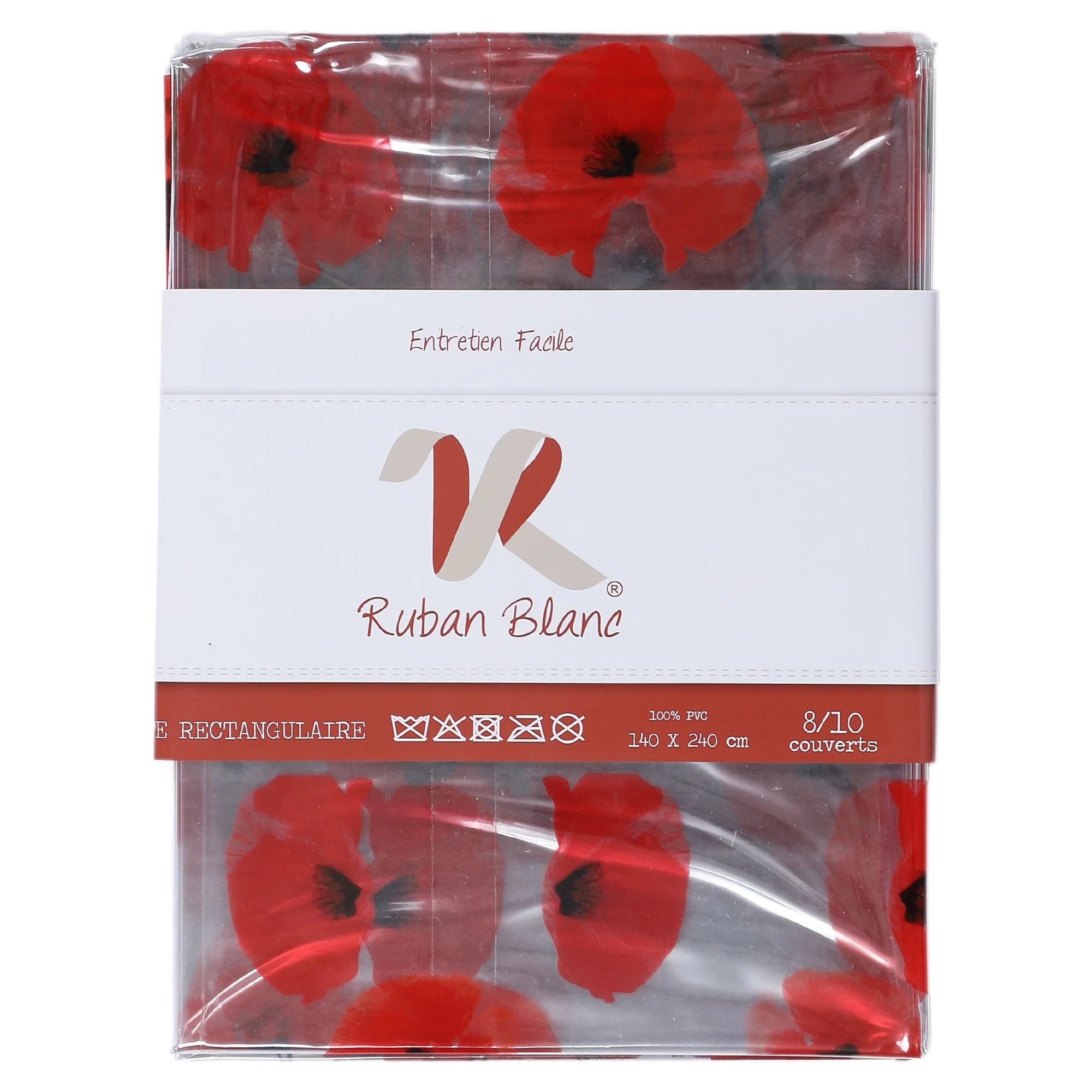 Nappe transparente 140x240cm - Rouge - Image 2