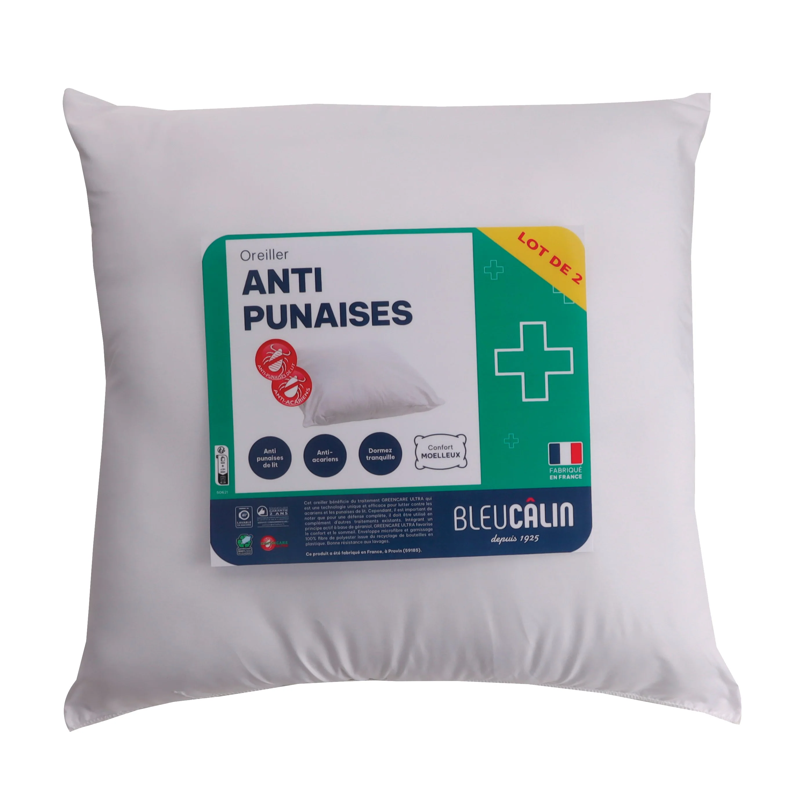 Oreiller Greencare anti punaises 60x60cm