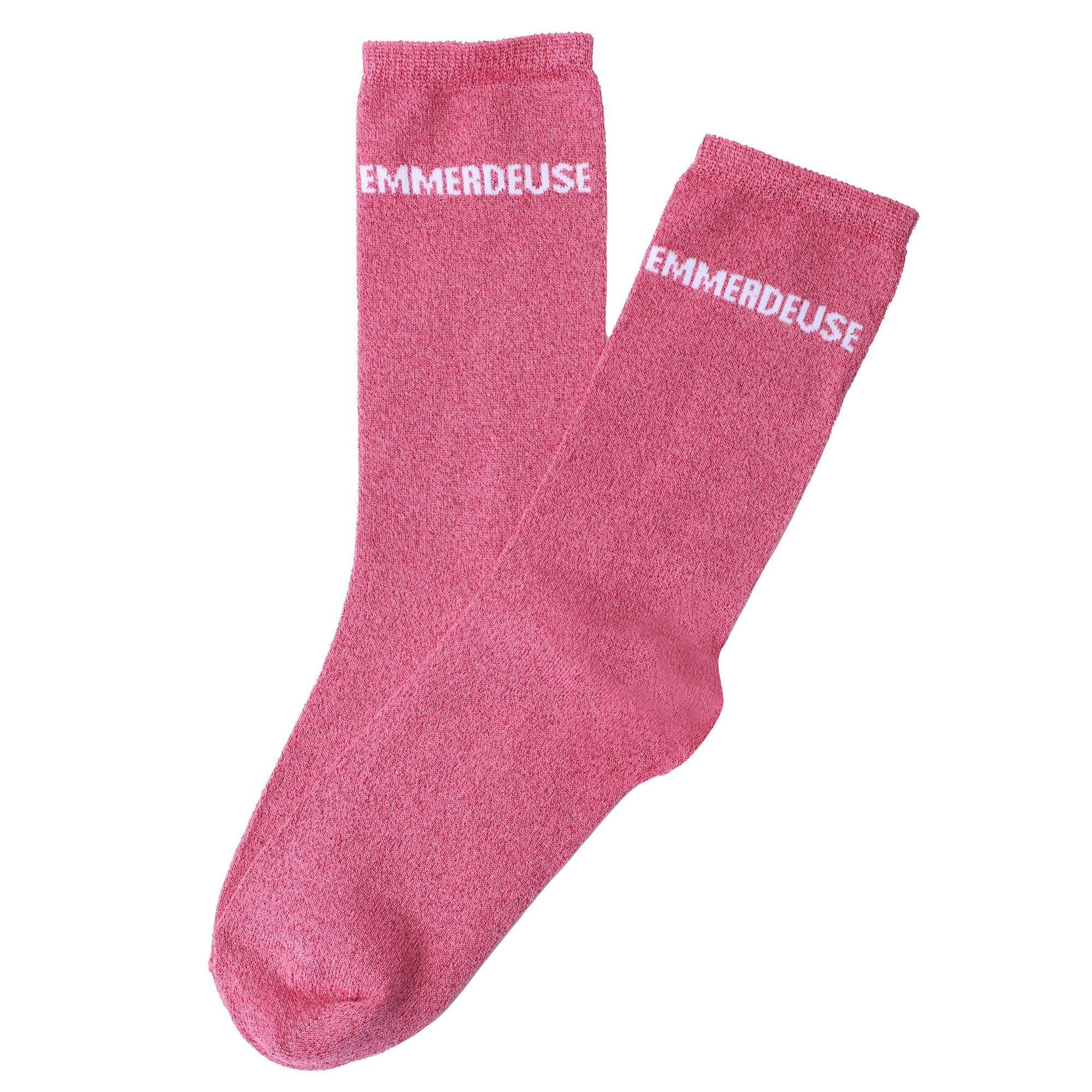 Paire de chaussette paillette avec message - Rose clair - Image 6