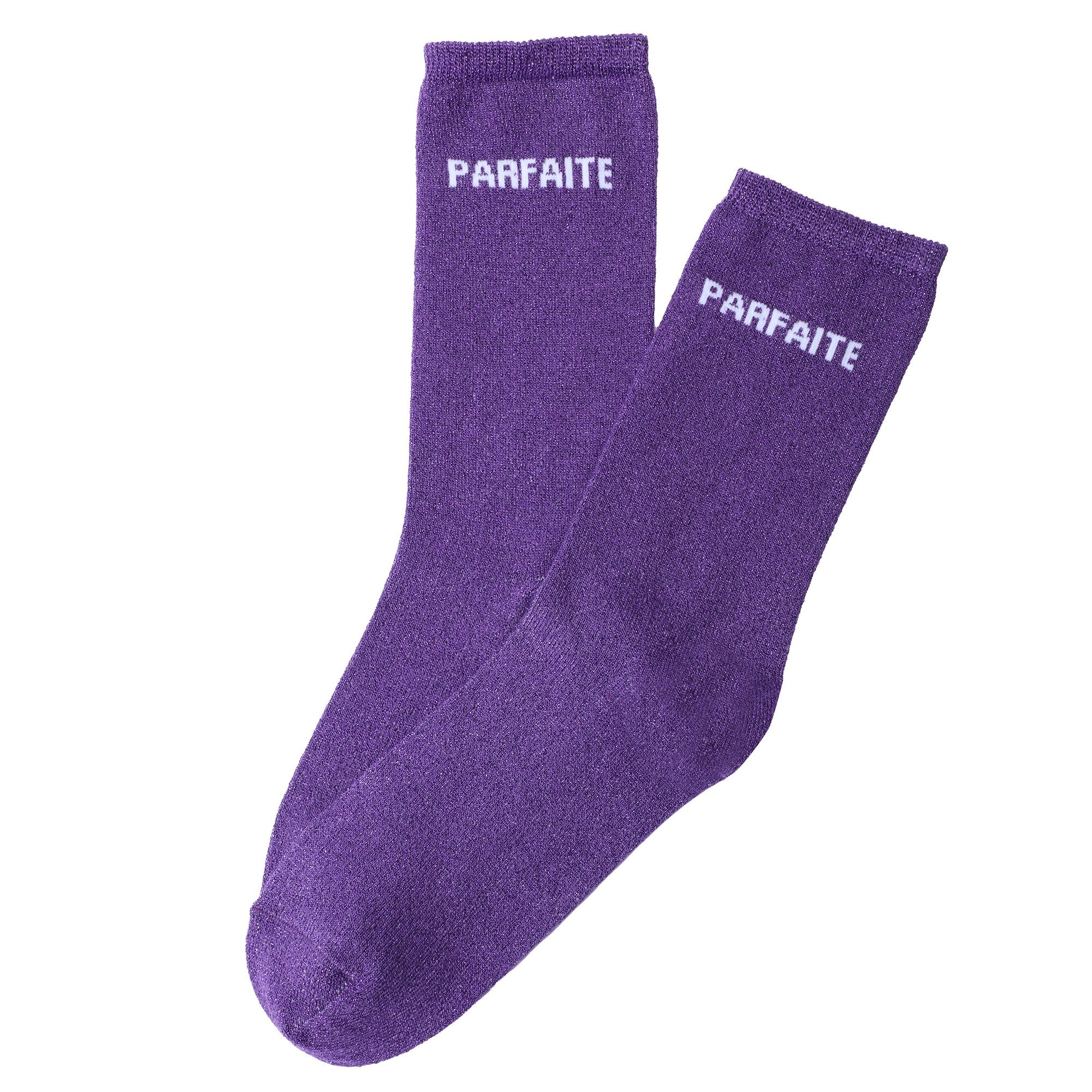 Paire de chaussette paillette avec message - Violet - Image 2
