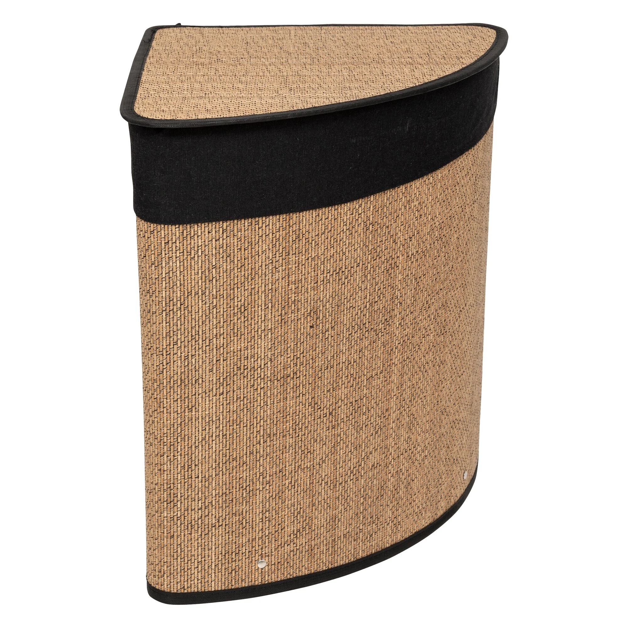 Panier à linge d'angle 48L naturel et noir