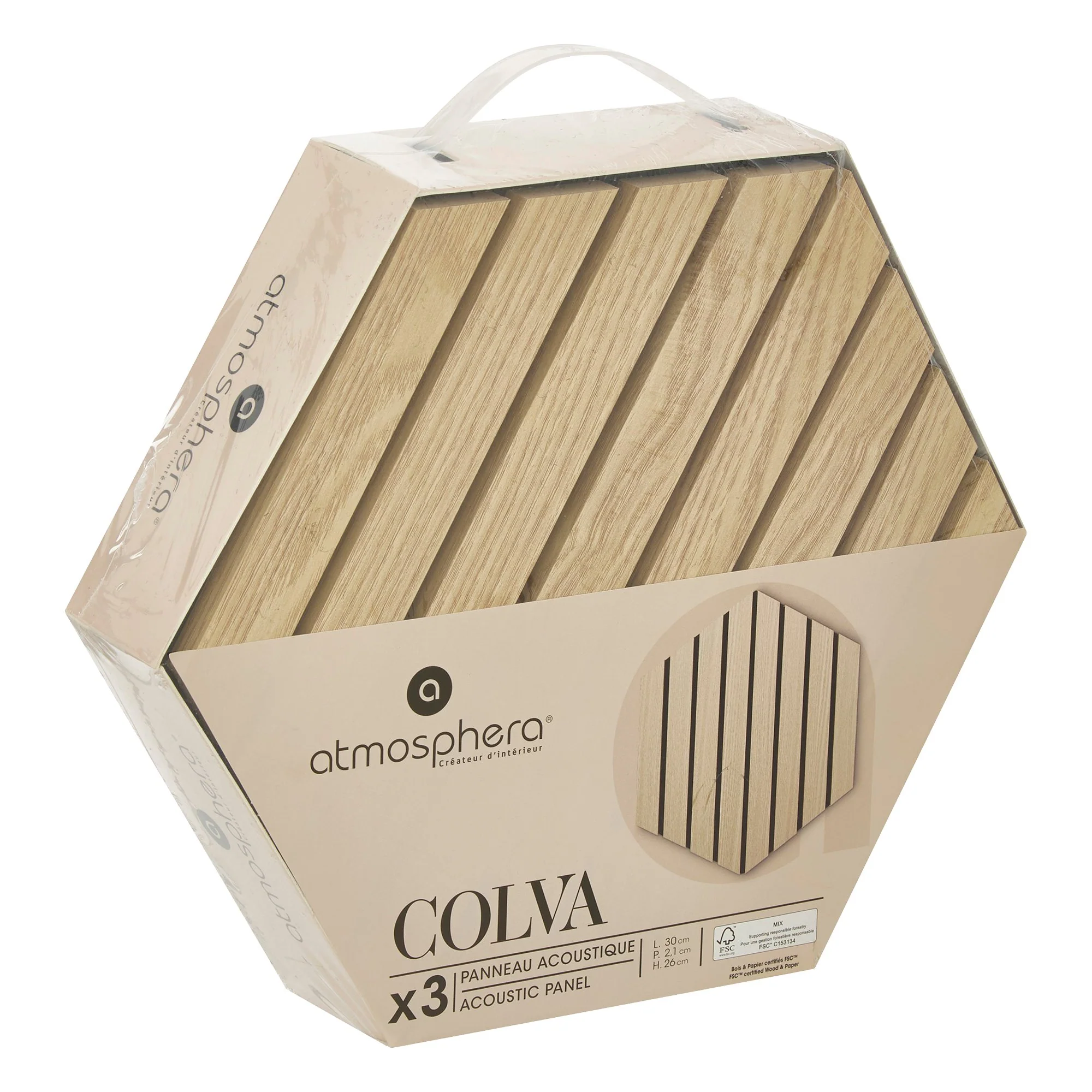 Panneau mural déco hexagonal clair 30x26 cm x3